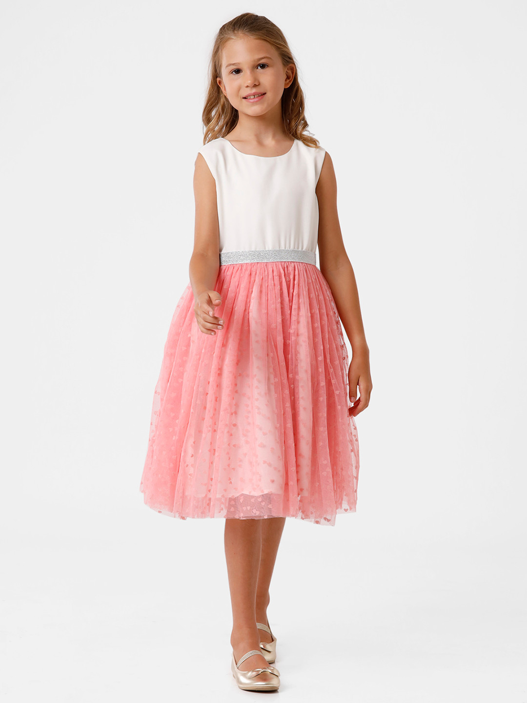 KATE & OSCAR Girl Pink Georgette Midi Dress