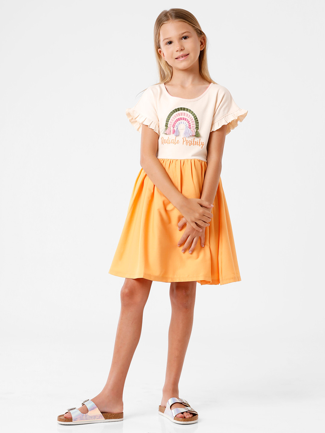 KATE & OSCAR Girl Peach-Coloured Georgette Dress