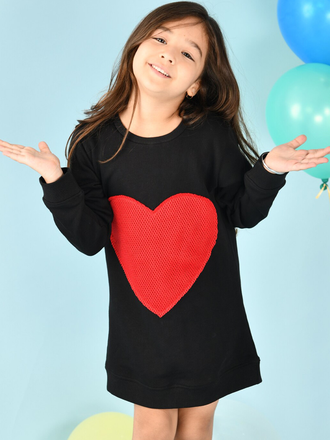 Anthrilo Girl Black Applique Jumper Dress