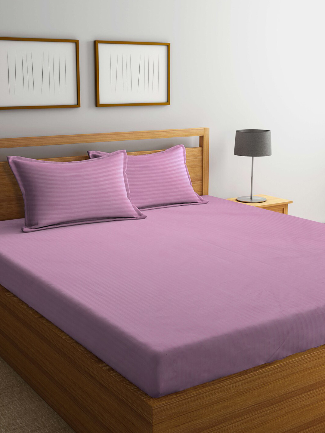 KLOTTHE Unisex Pink 300 TC Cotton Blend Super King Double Bedsheet with 2 Pillow covers