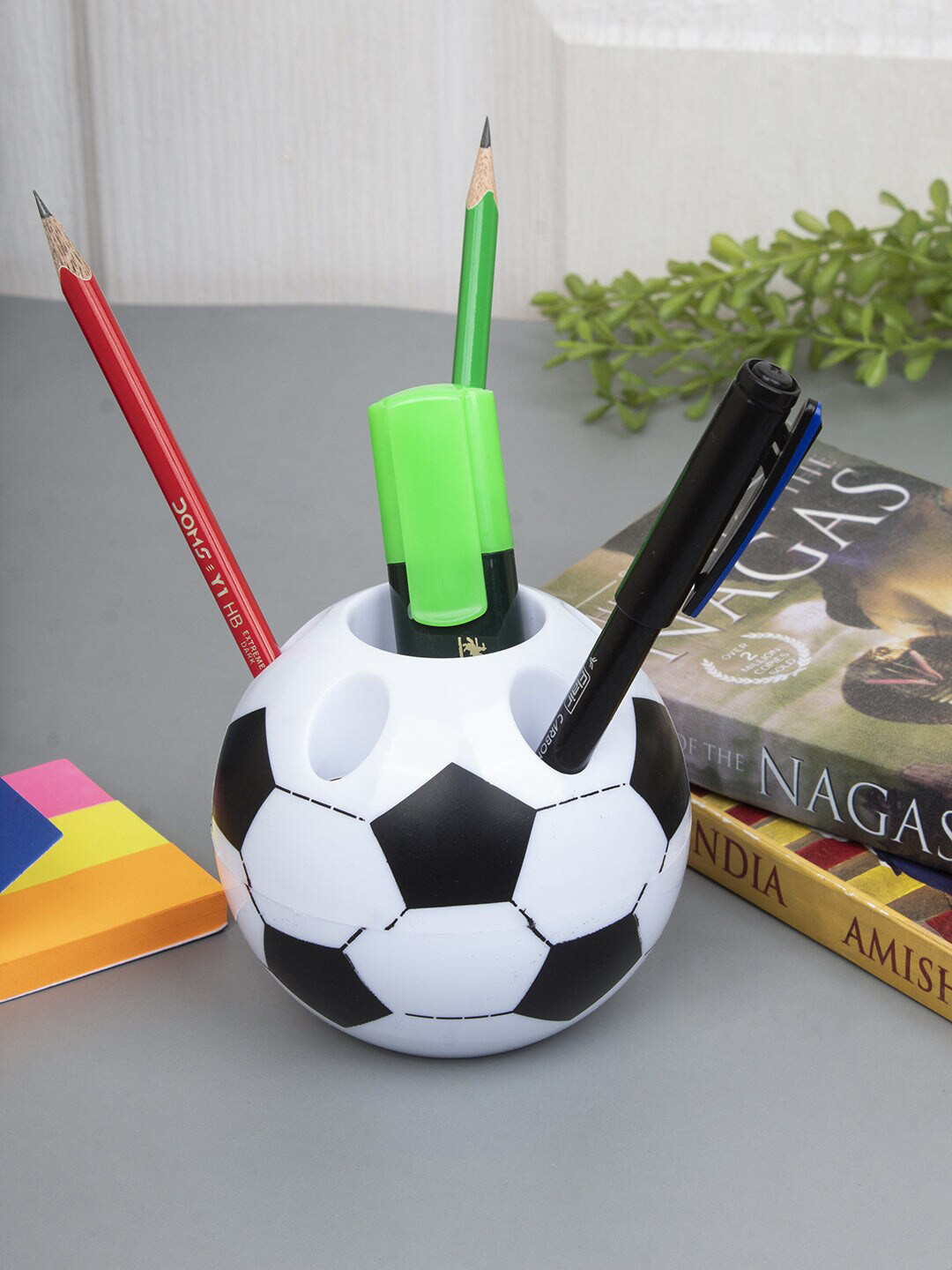 MARKET99 White & Black Solid Multifunctional Plastic Pen Stand