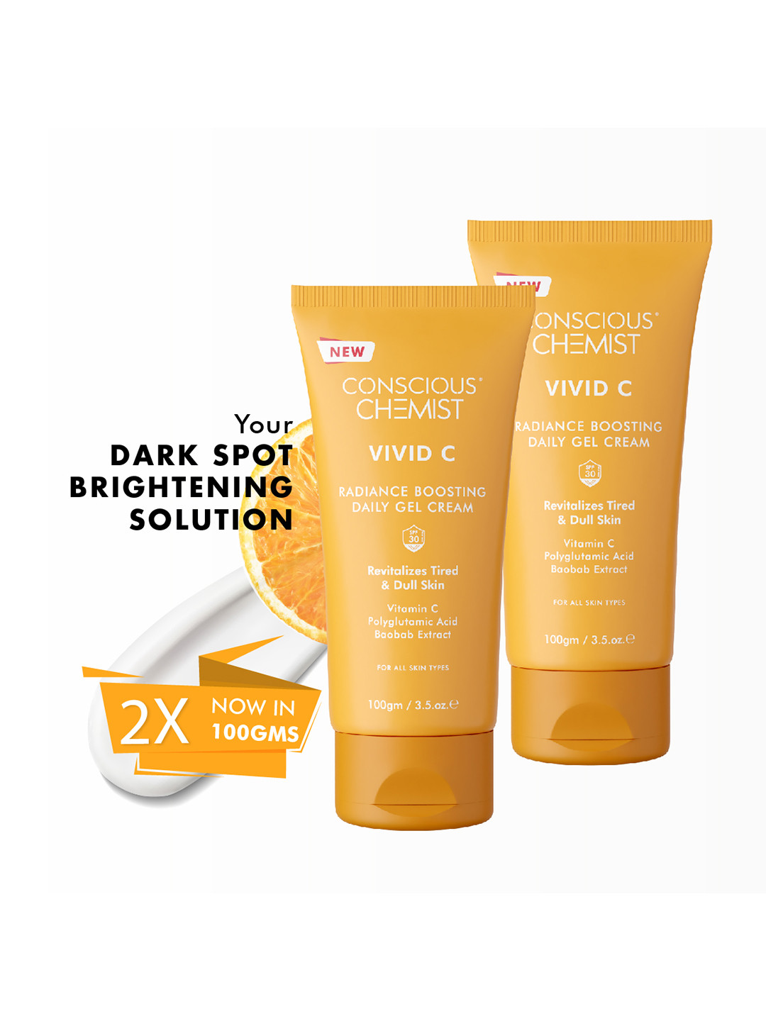 Conscious Chemist Vitamin C Lightweight Gel Cream with Polyglutamic Acid Pack of 2