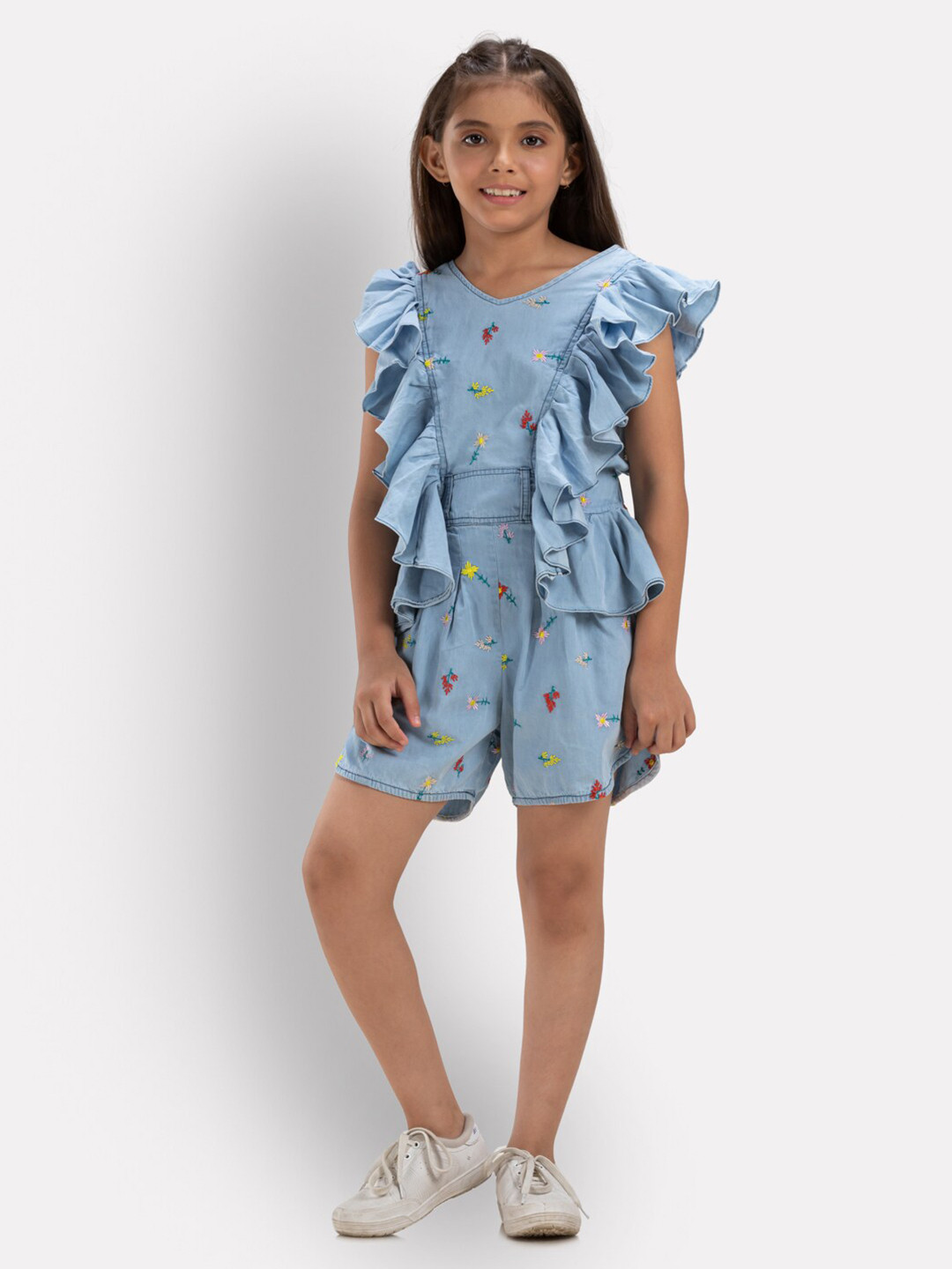 Growing Tree Girls Printed with Embroidered Jumpsuit