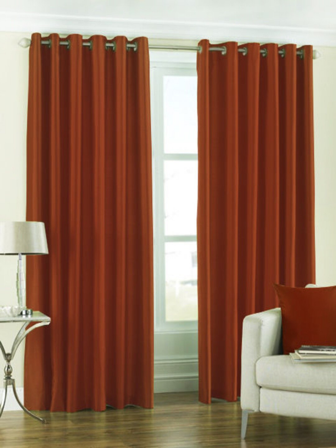 Homefab India Rust Set of 2 Long Door Curtain