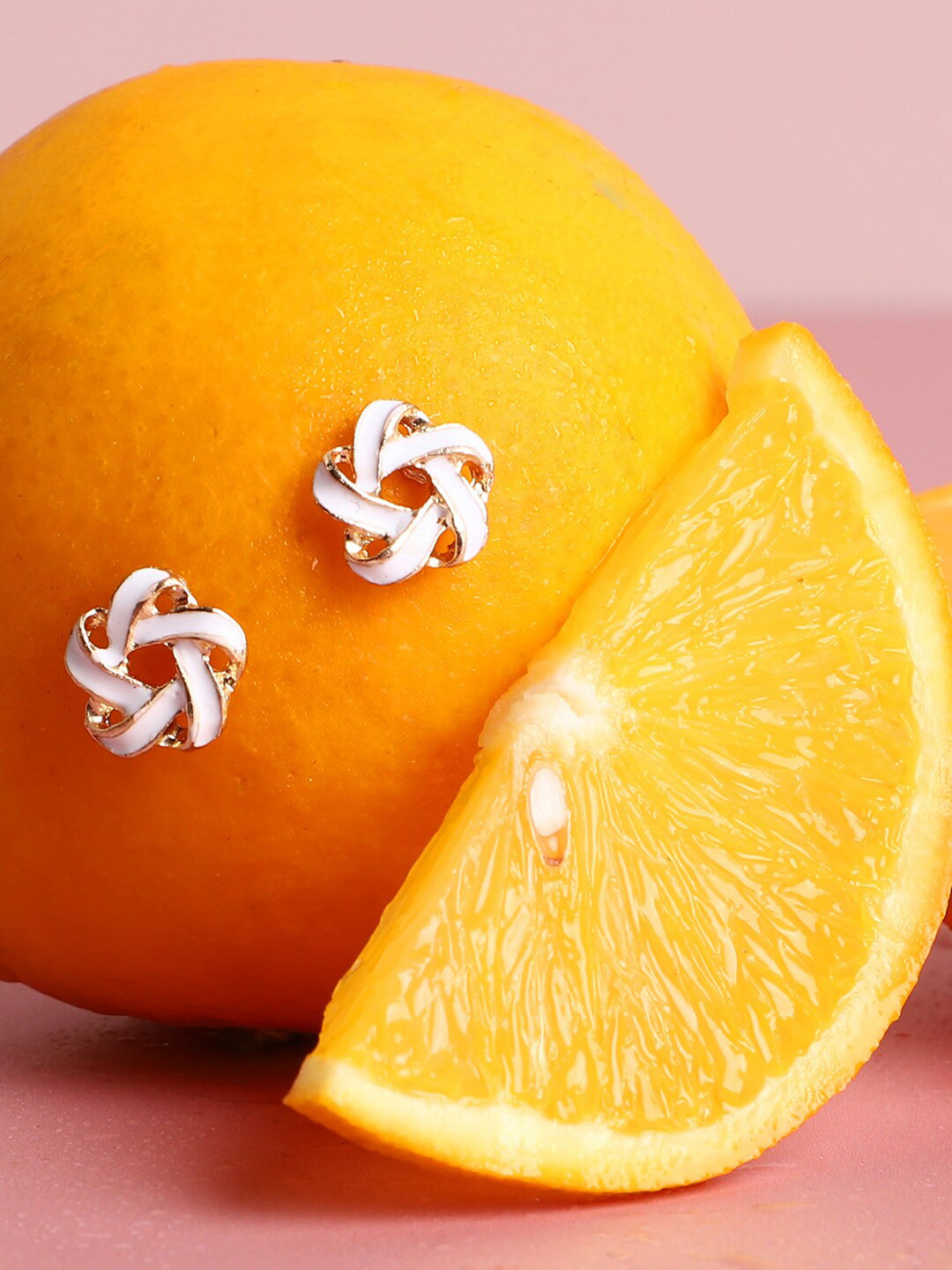 SOHI Gold-Plated Studs White Earrings