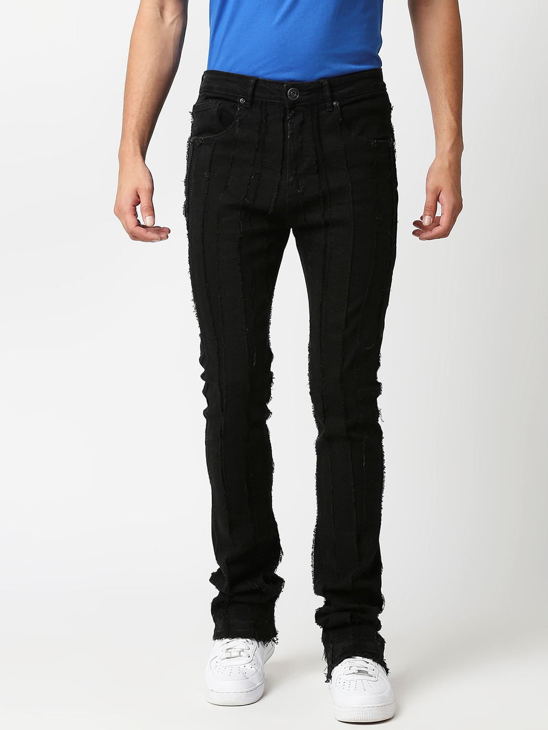 WAIMEA Men Black Skinny Fit Highly Distressed Stretchable Jeans