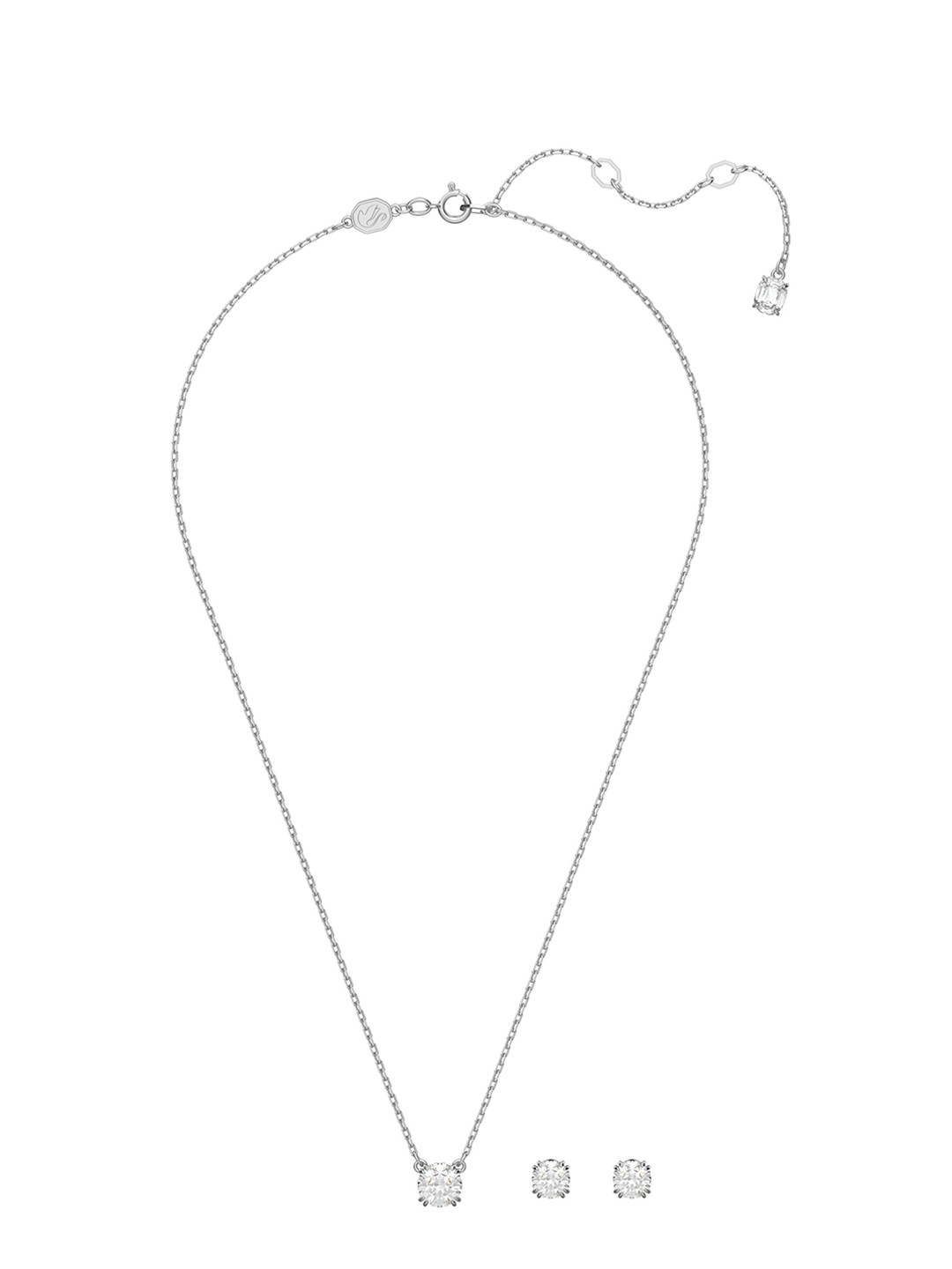 SWAROVSKI Stilla Round Cut Rhodium-Plated White Crystal-Studded Jewellery Set