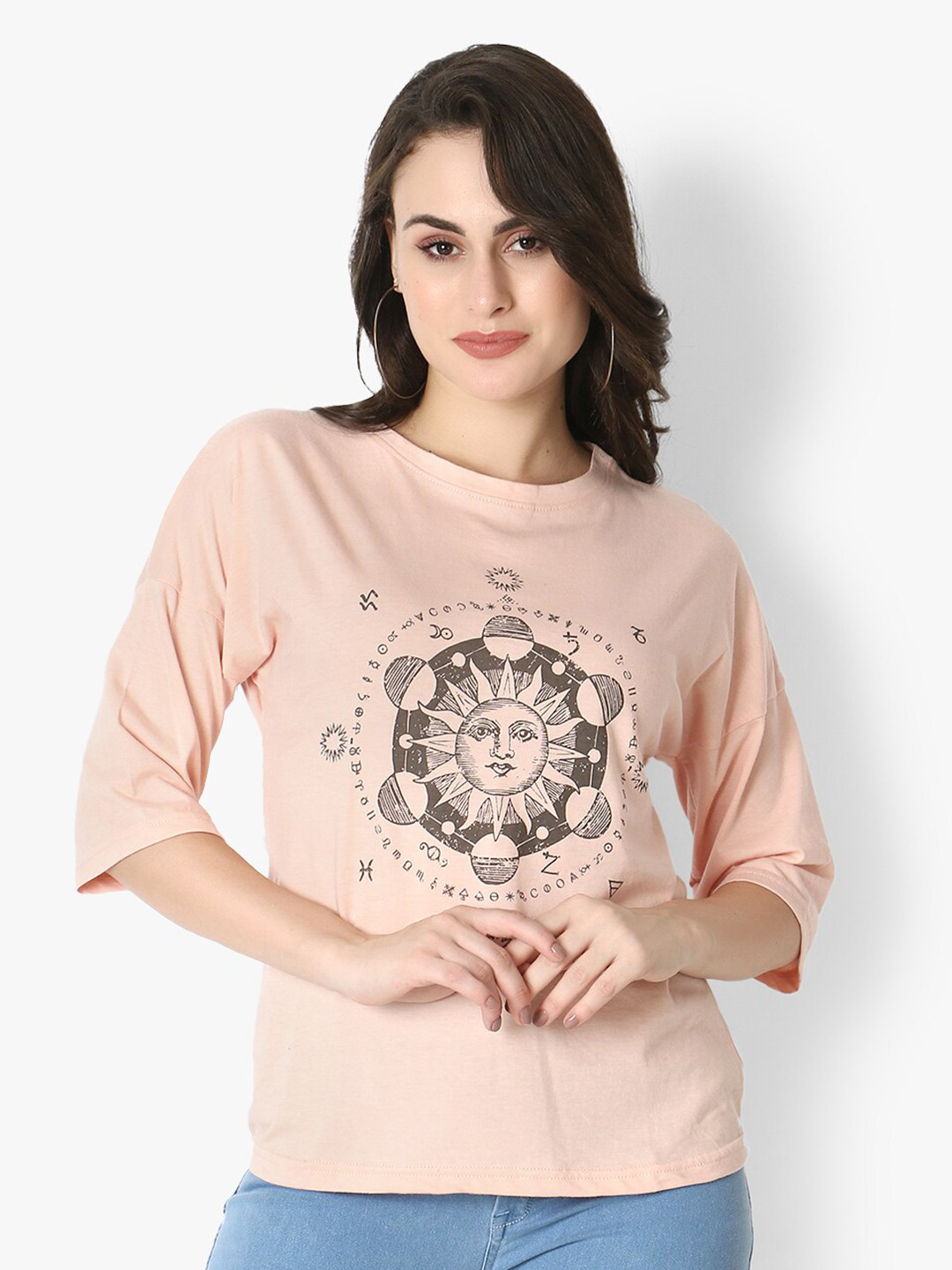 Again fashions Women Beige Print Top
