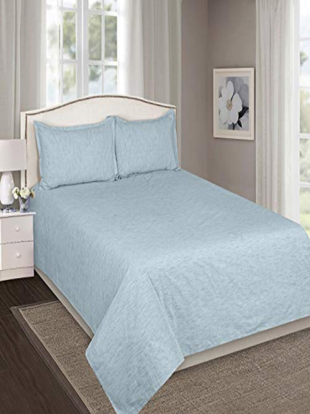 SHADES of LIFE Amaze Blue Cotton 250 TC King Fine Bedsheet with 2 Pillow Covers-108 x 108 inches