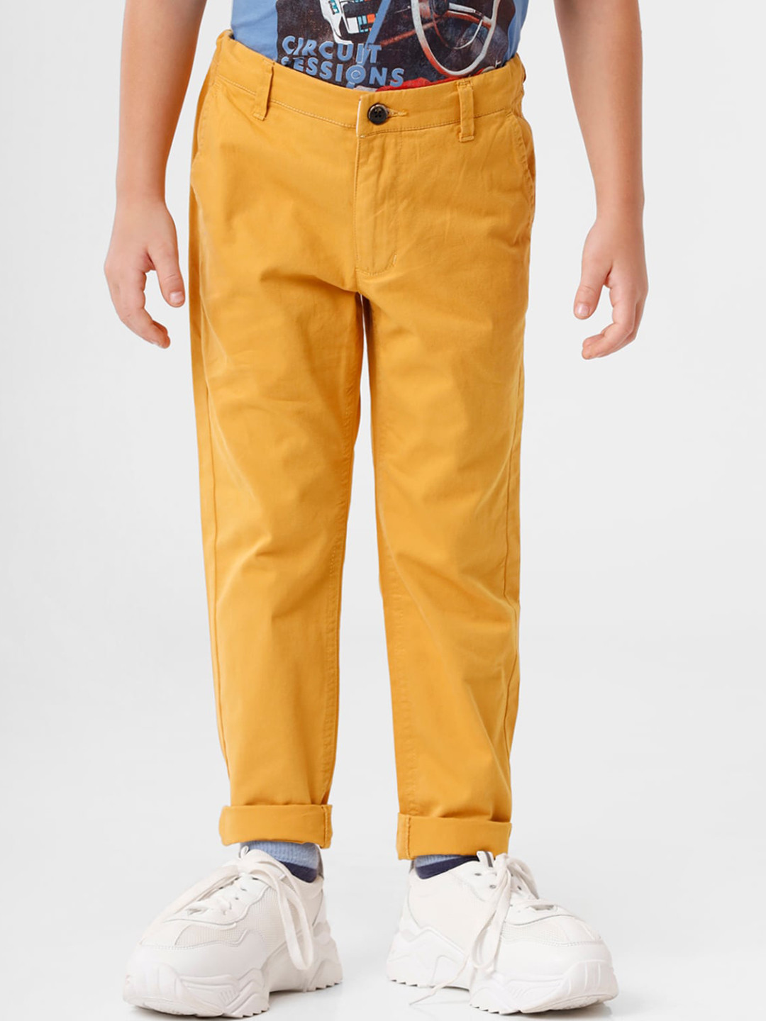 KATE & OSCAR Boys Mustard Yellow Cotton Chinos Trousers
