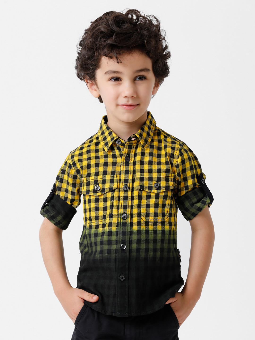 KATE & OSCAR Boys Black Standard Gingham Checks Checked Pure Cotton Casual Shirt