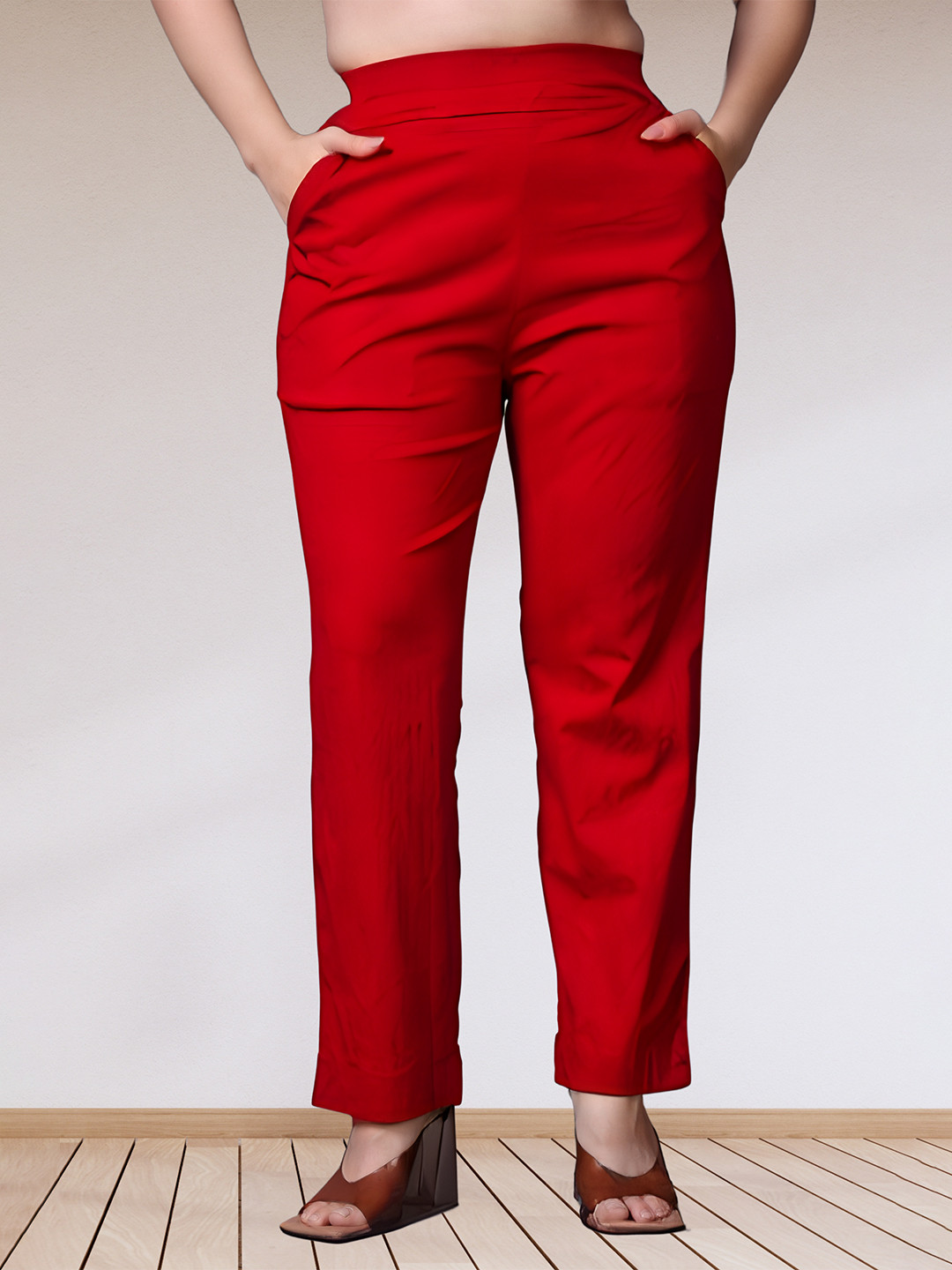 APELLA Women Red Regular Trousers
