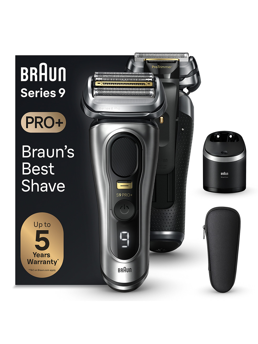 Braun Series 9 Pro 9467CC Wet & Dry Shaver with Leather Travel Case - Silver-Toned