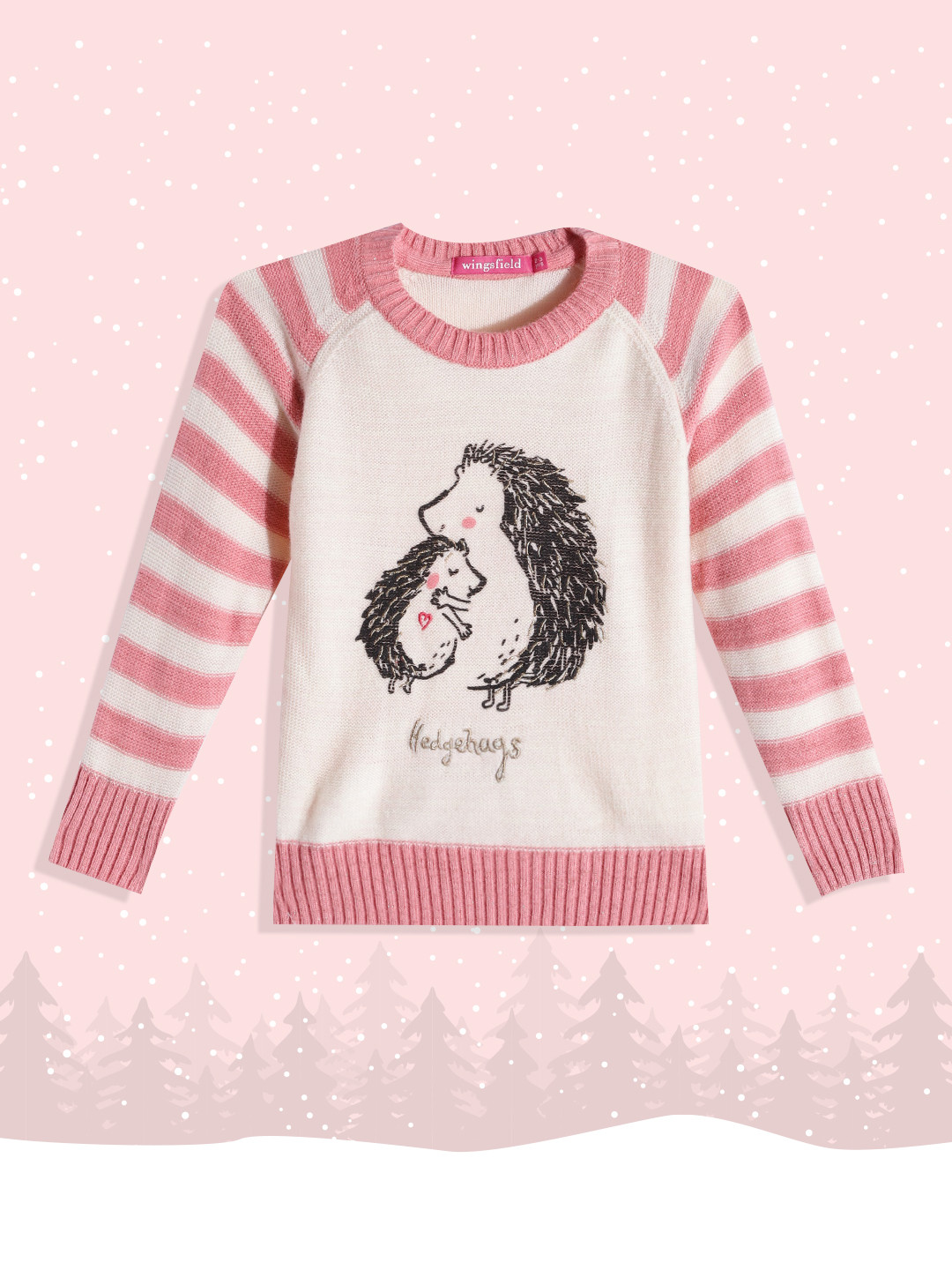 Wingsfield Girls Off White & Black Printed Pullover