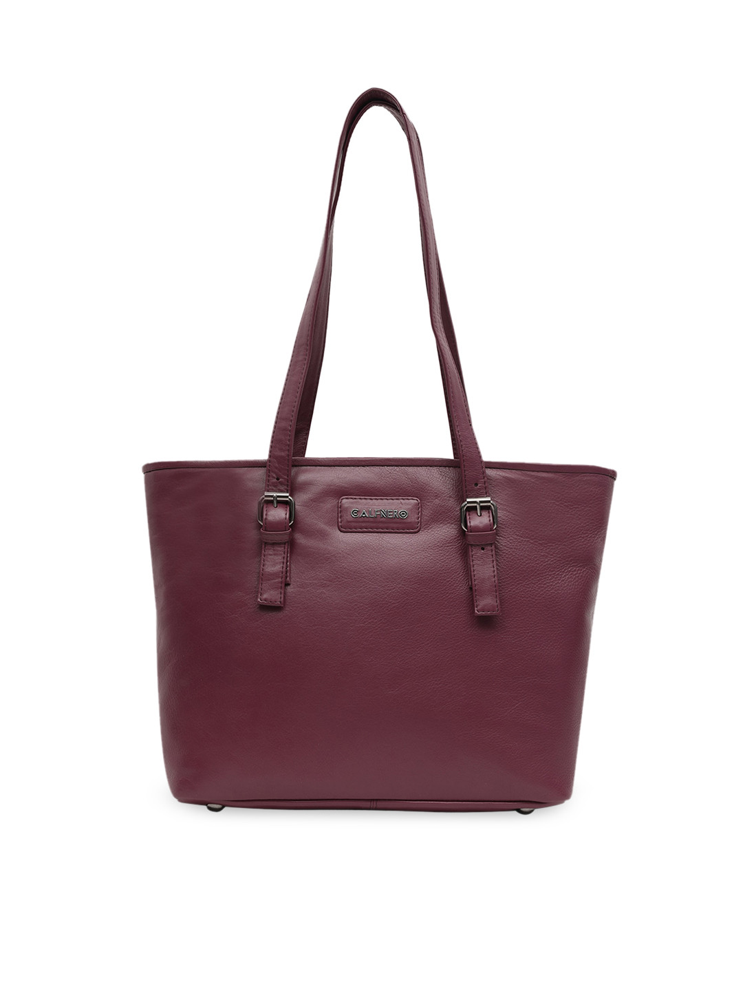 CALFNERO Maroon Leather Shopper Tote Bag