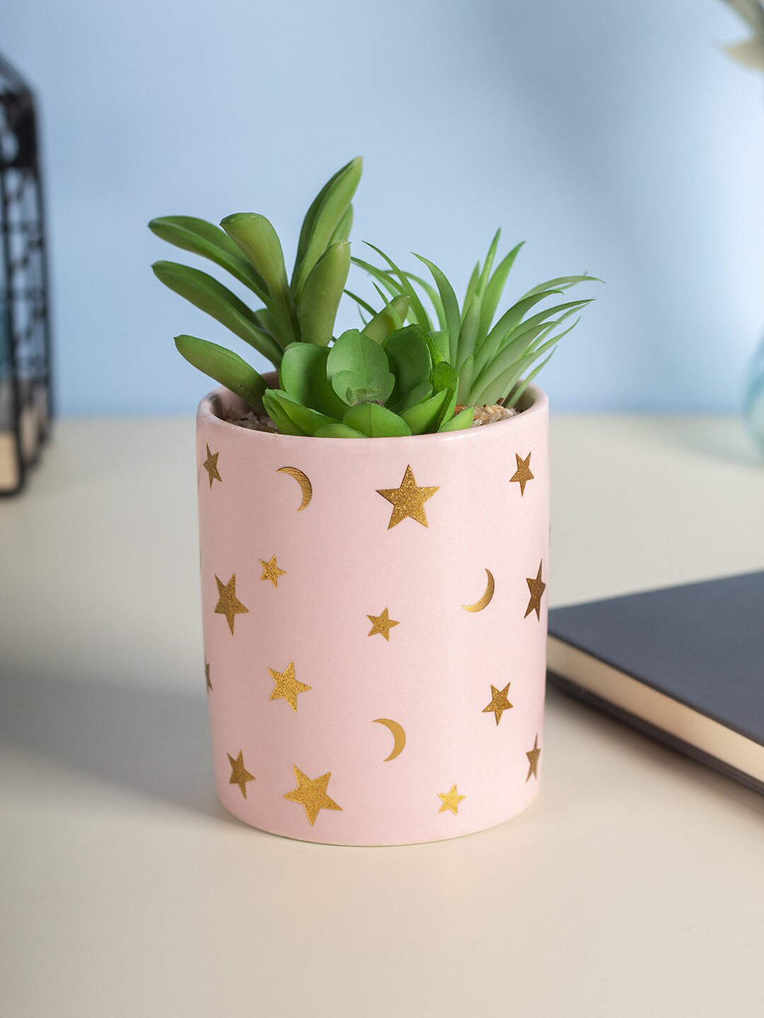 MARKET99 Pink & Green Printed Artificial Plant With Pot