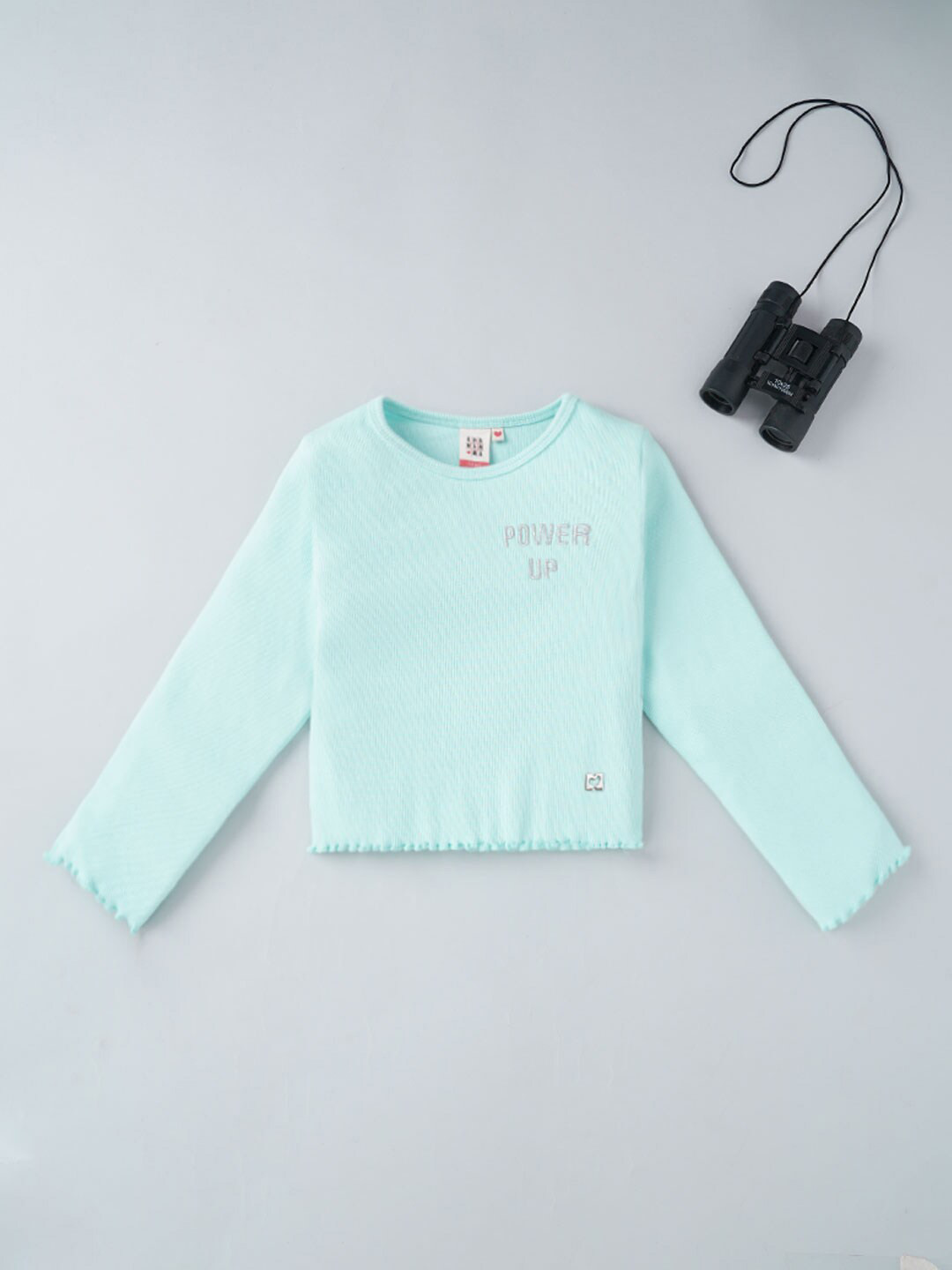 Ed-a-Mamma Girls Blue Drop-Shoulder Sleeves T-shirt