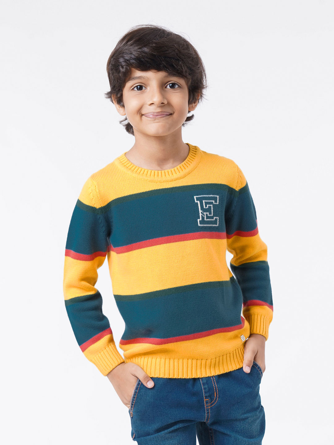 Ed-a-Mamma Boys Yellow & Blue Striped Pullover