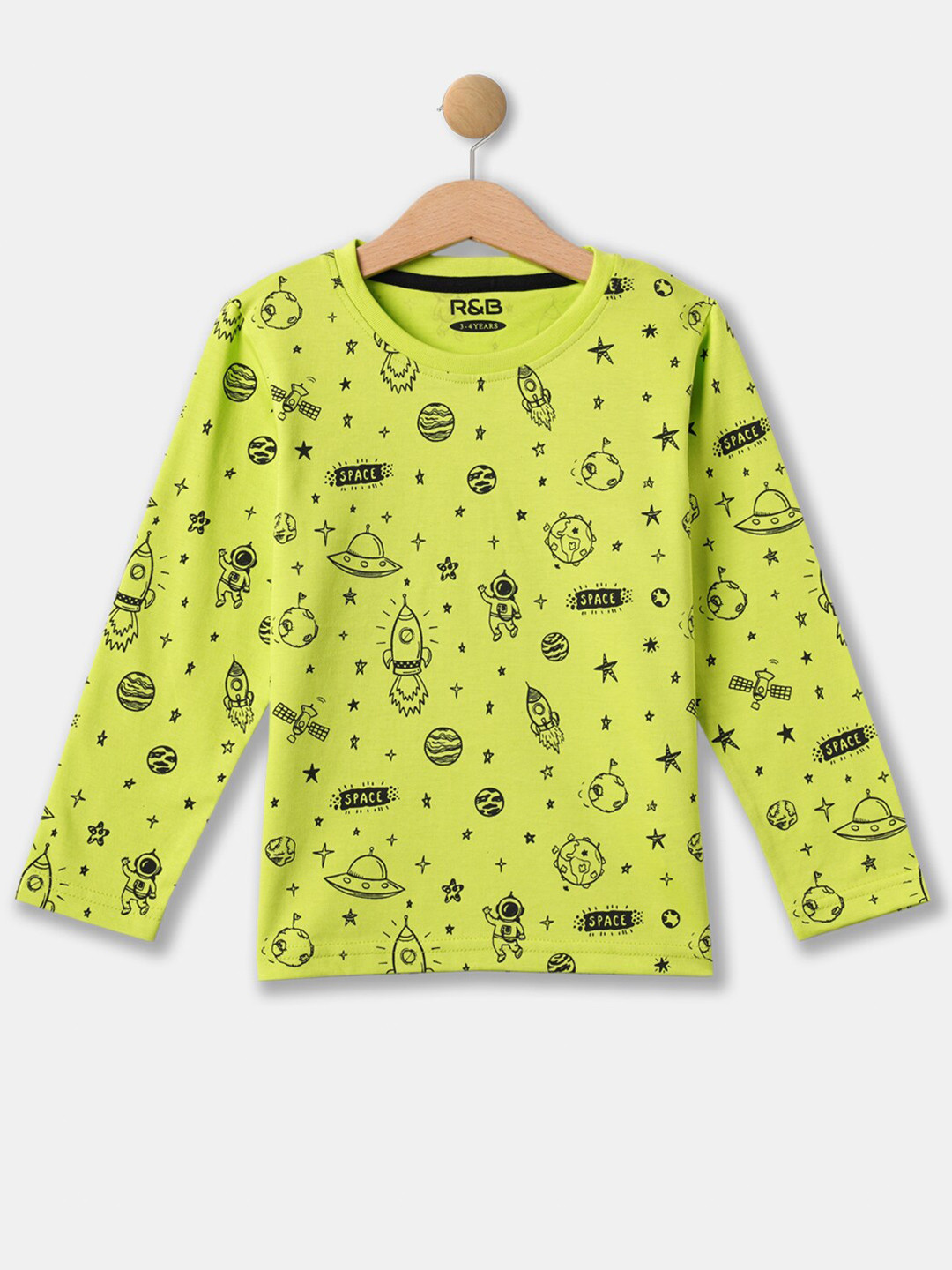 R&B Boys Yellow Printed T-shirt