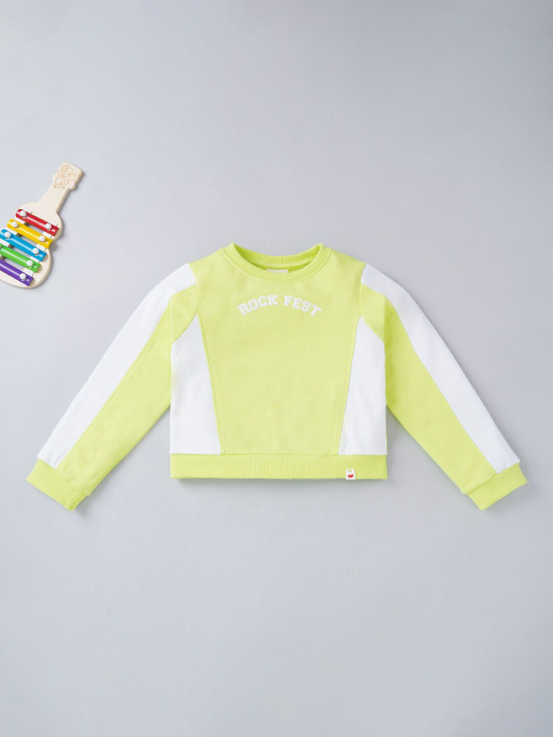 Ed-a-Mamma Girls Green Printed Sweatshirt