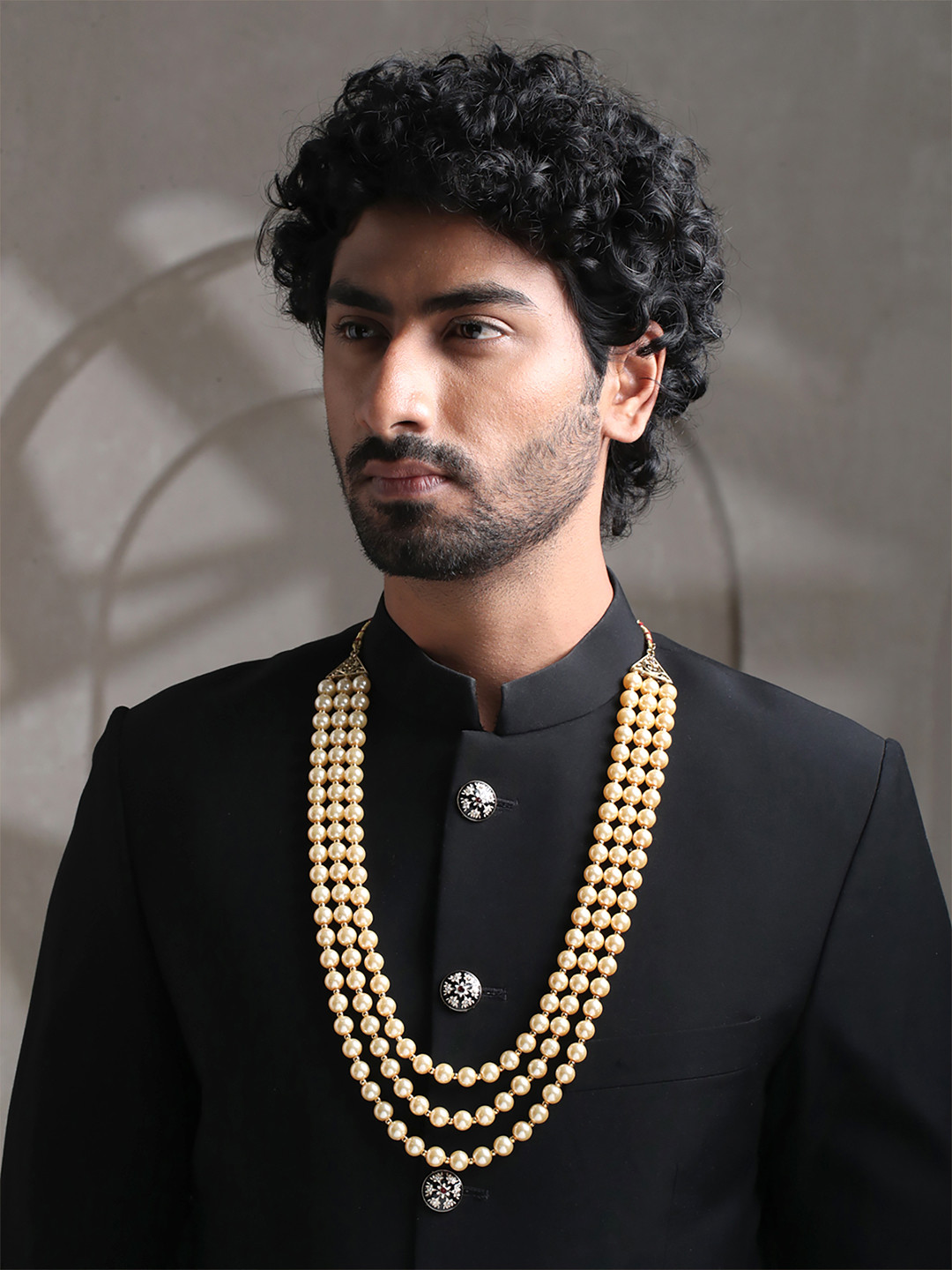 Yellow Chimes Men Gold-Toned & White Brass Gold-Plated Necklace