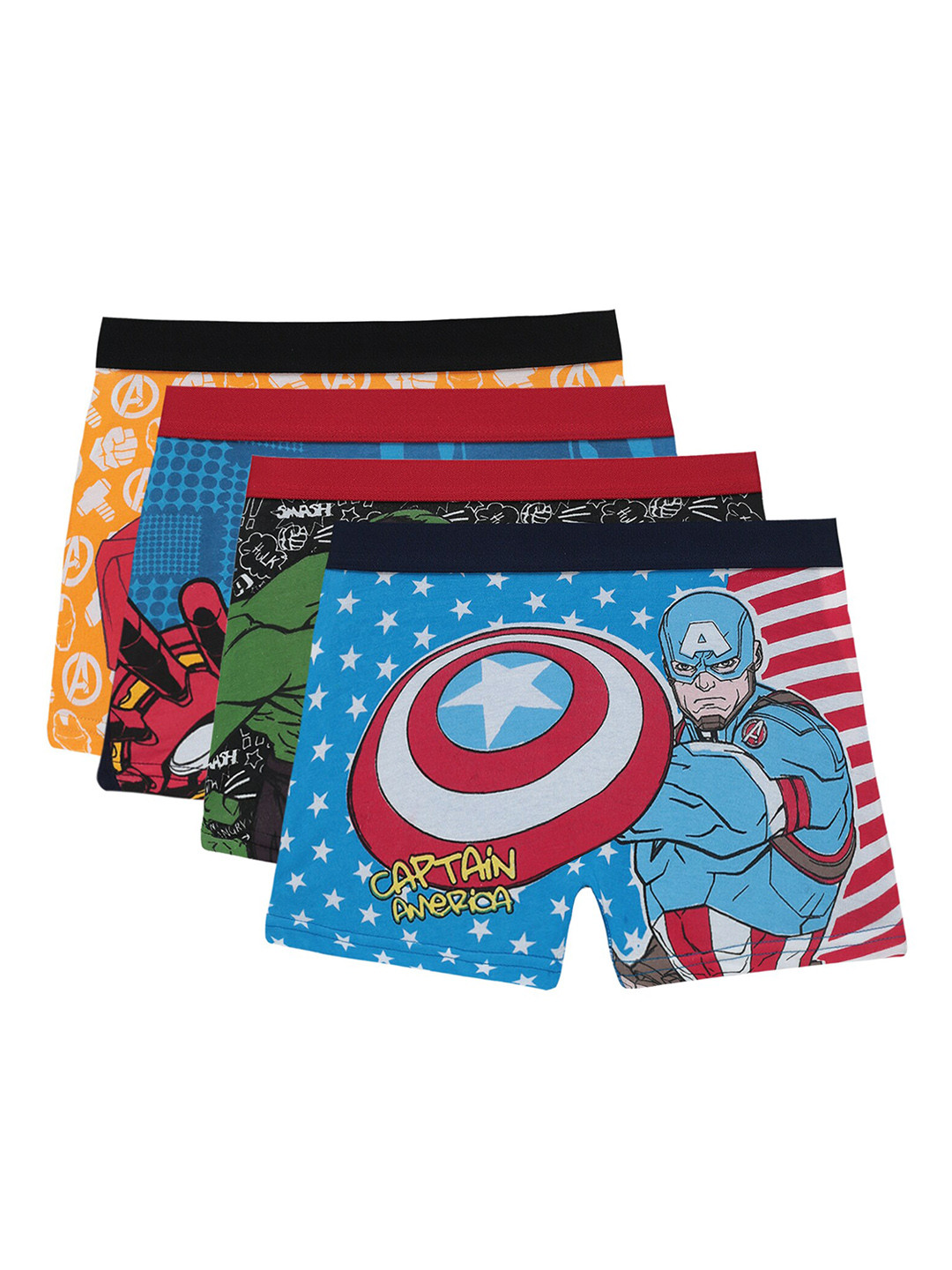 Bodycare Kids Boys Pack Of 4 Short Printed Avengers Superheroes Cotton Trunks