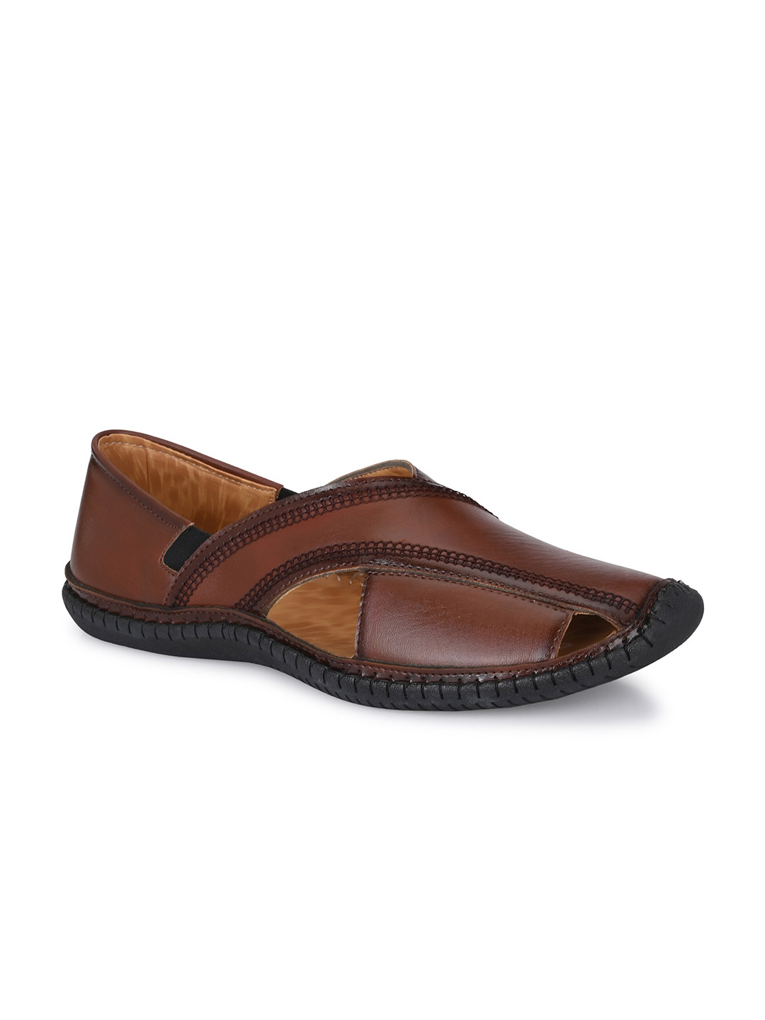 CARLO ROMANO Men Tan PU Comfort Slip On Sandals