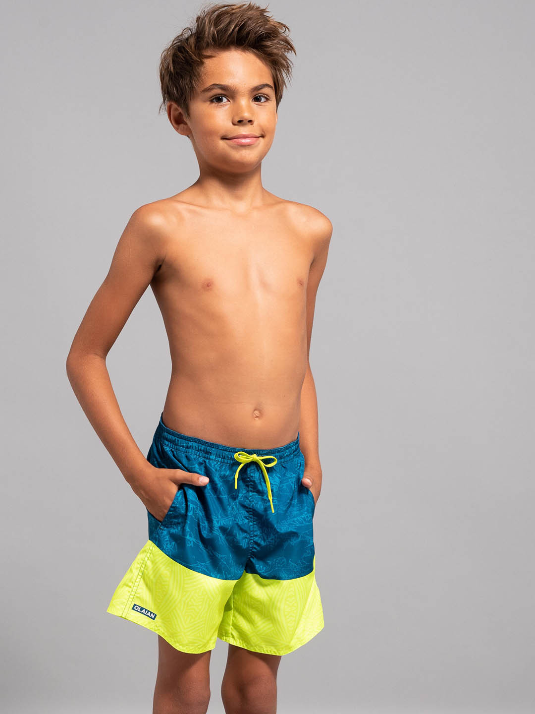 Decathlon  Boys Multicolor Printed Drawstring Surfing Shorts