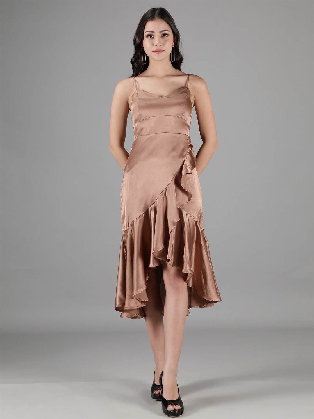 NUEVOSDAMAS Ruffled Midi Dress