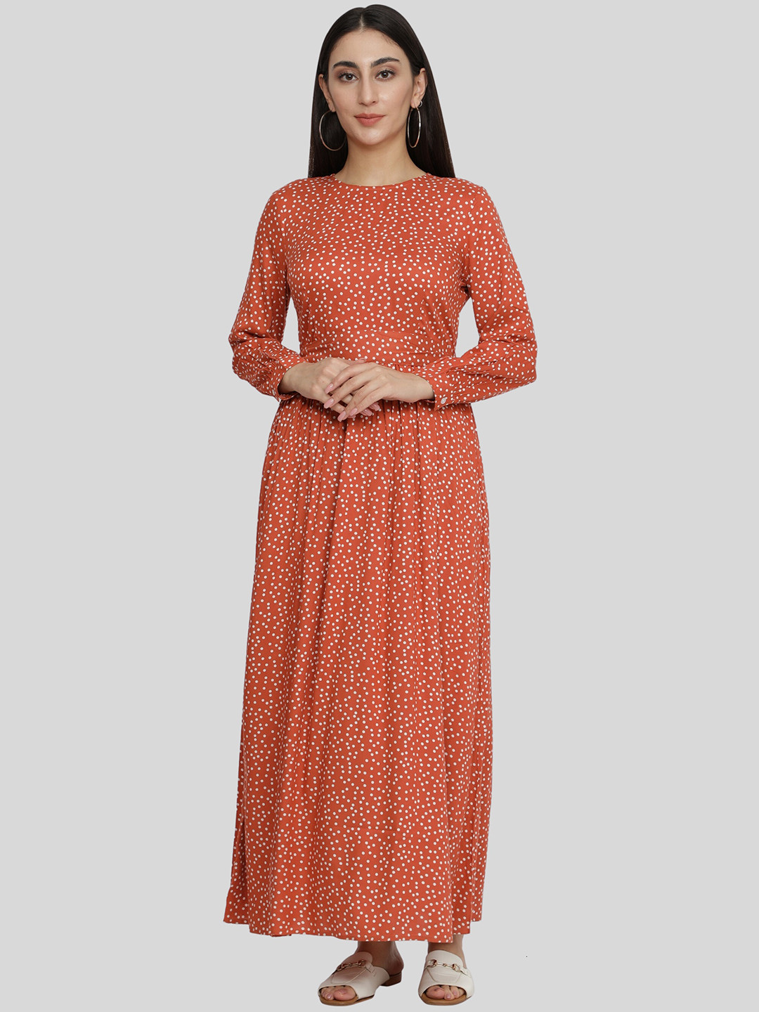 NUEVOSDAMAS Polka Dot Printed Maxi Dress