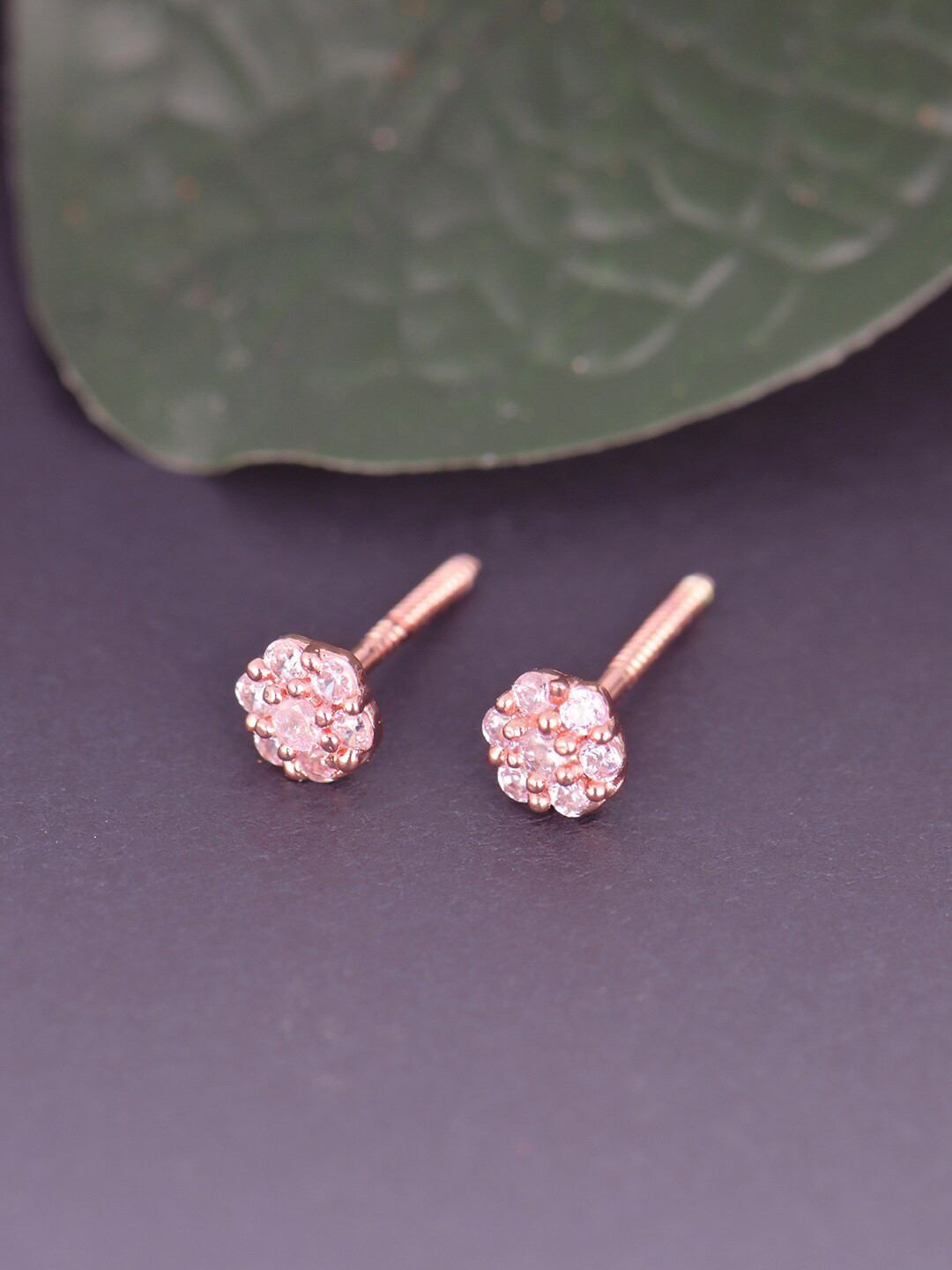 GIVA Rose Gold Plated Sterling Silver Contemporary Studs Earrings