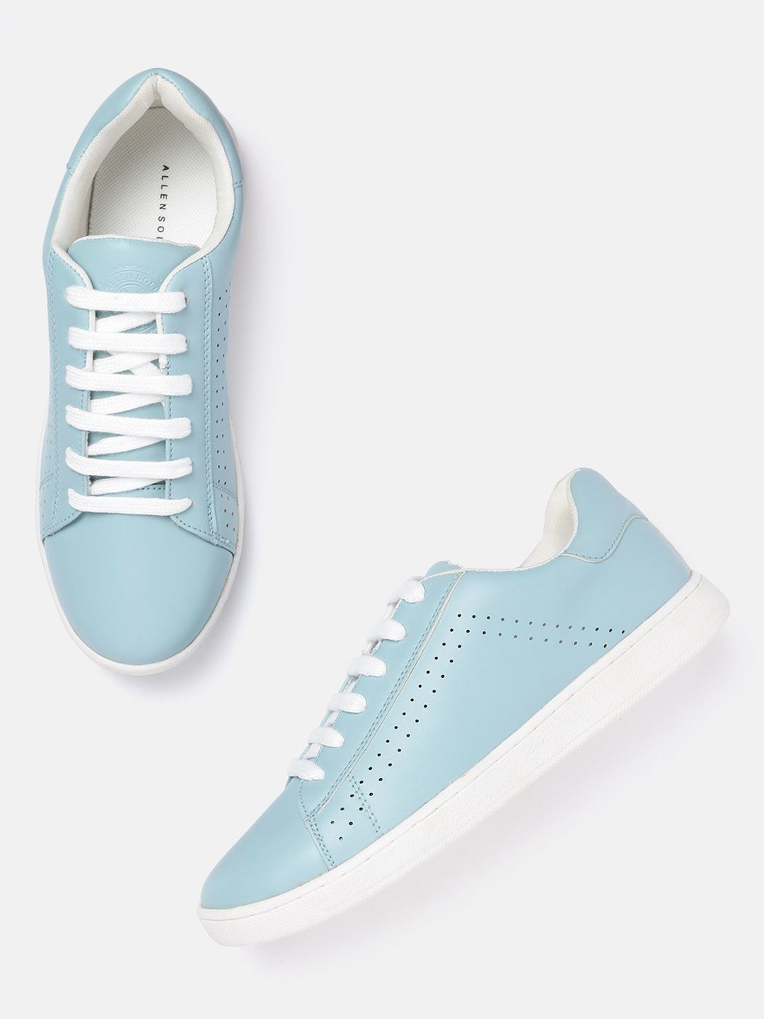 Allen Solly Women Blue Solid Sneakers with Perforated Detail
