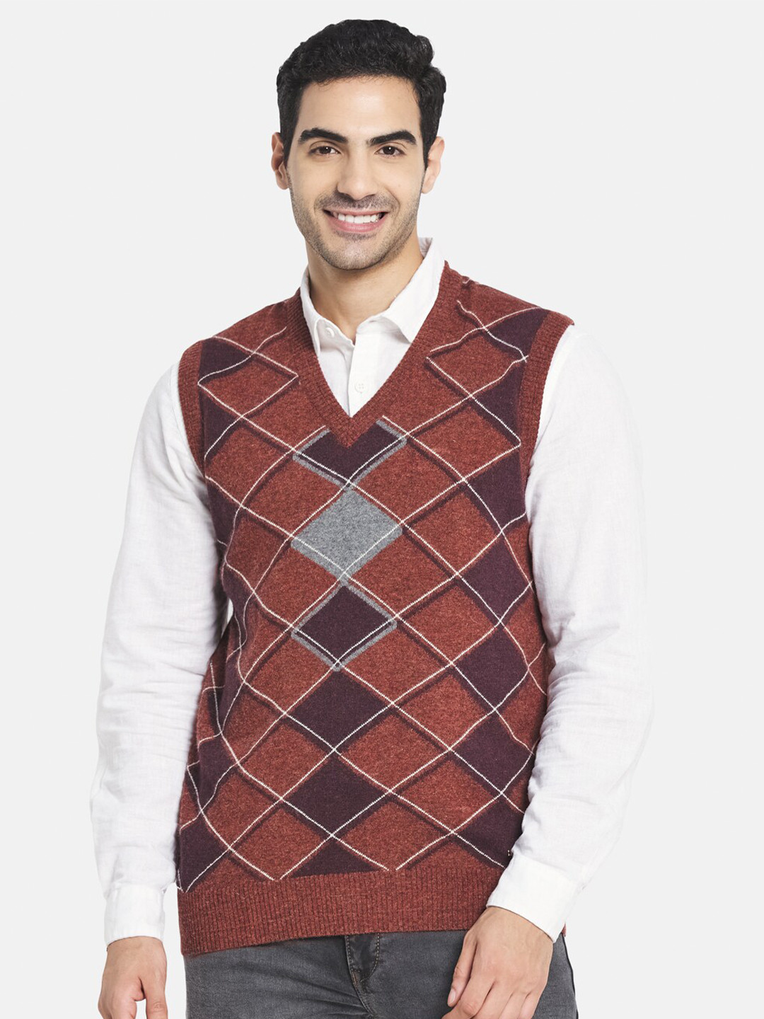 Monte Carlo Men Brown & Grey Sweater Vest