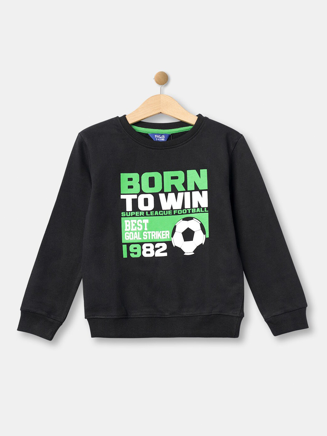 R&B Boys Black Printed Sweatshirt