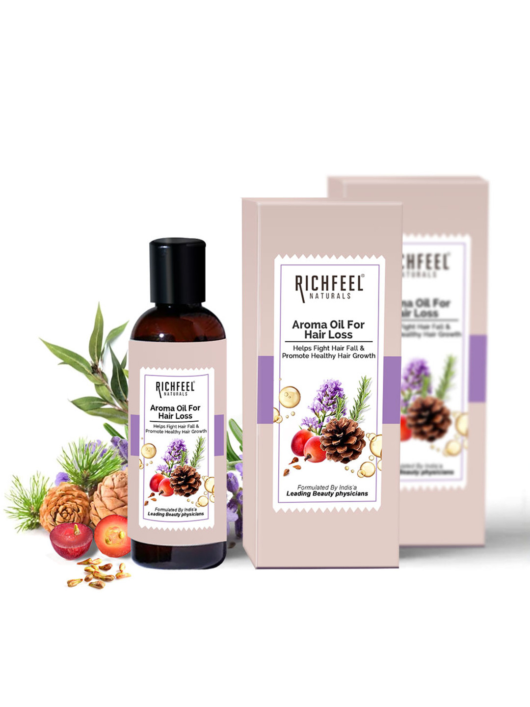 Richfeel Set of 2 Vegan & Cruelty-Free Aroma Hair Oil for Hair Loss - 100 ml each