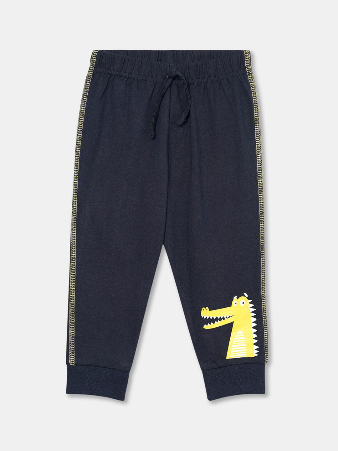 R&B Infant Boys Navy Blue Solid Drawstring Cotton Joggers