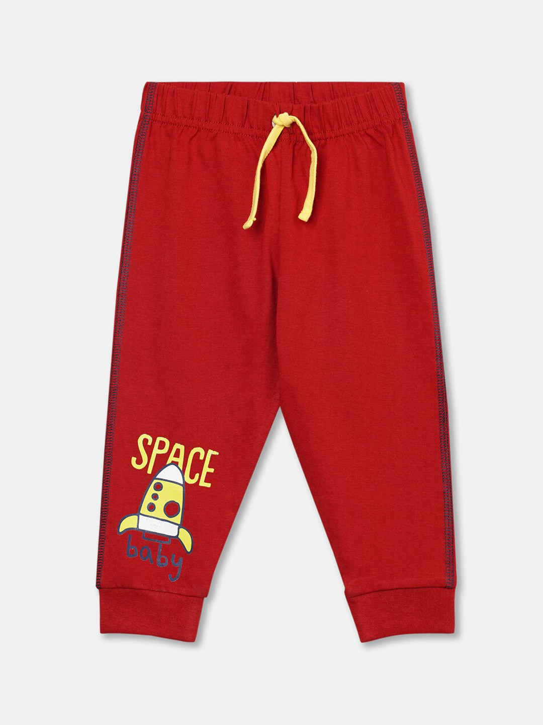 R&B Infant Boys Red Typography Cotton Drawstring Joggers