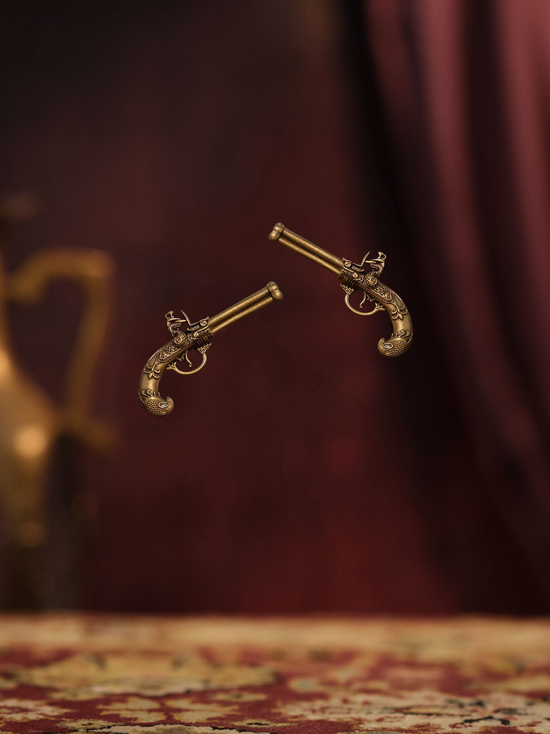 COSA NOSTRAA Men Pair Of 2 Antique Gold Terminator Lapel Pin Brooch