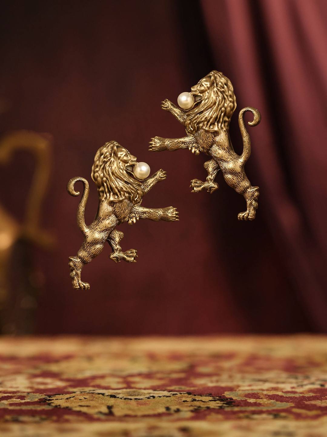 COSA NOSTRAA Men Set Of 2 Antique Gold-Toned Fireball Lapel Pin