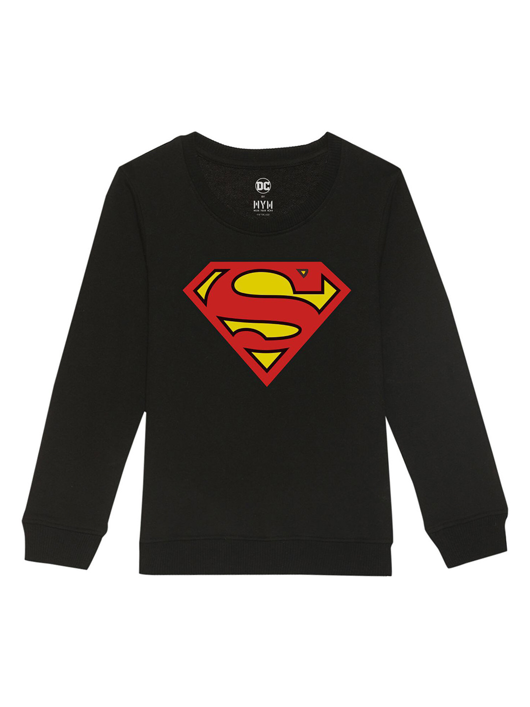 DC by Wear Your Mind Unisex Kids Black Graphic Printed Cotton Sweatshirt