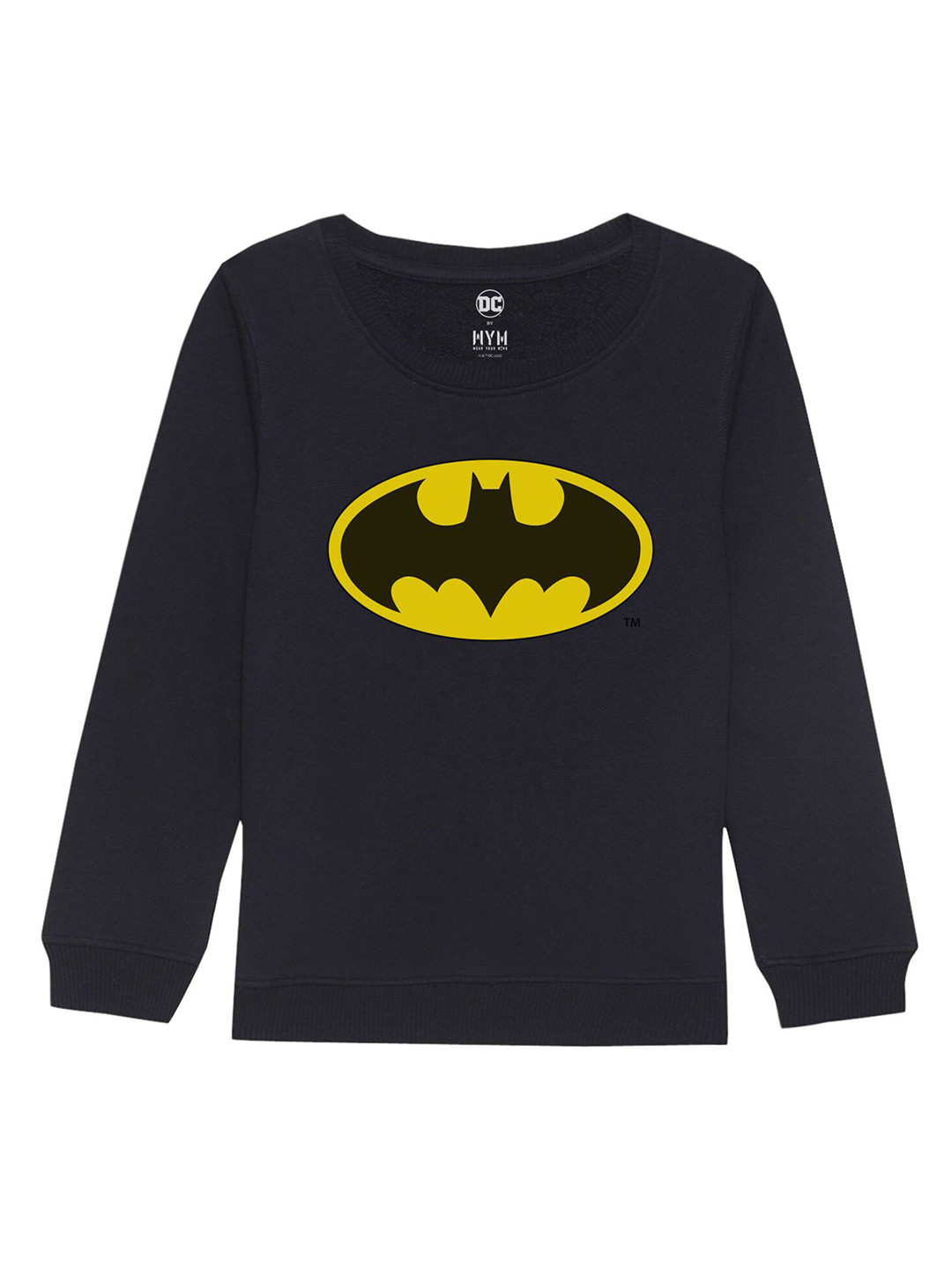 DC by Wear Your Mind Unisex Kids Navy Blue Graphic Printed Cotton Sweatshirt