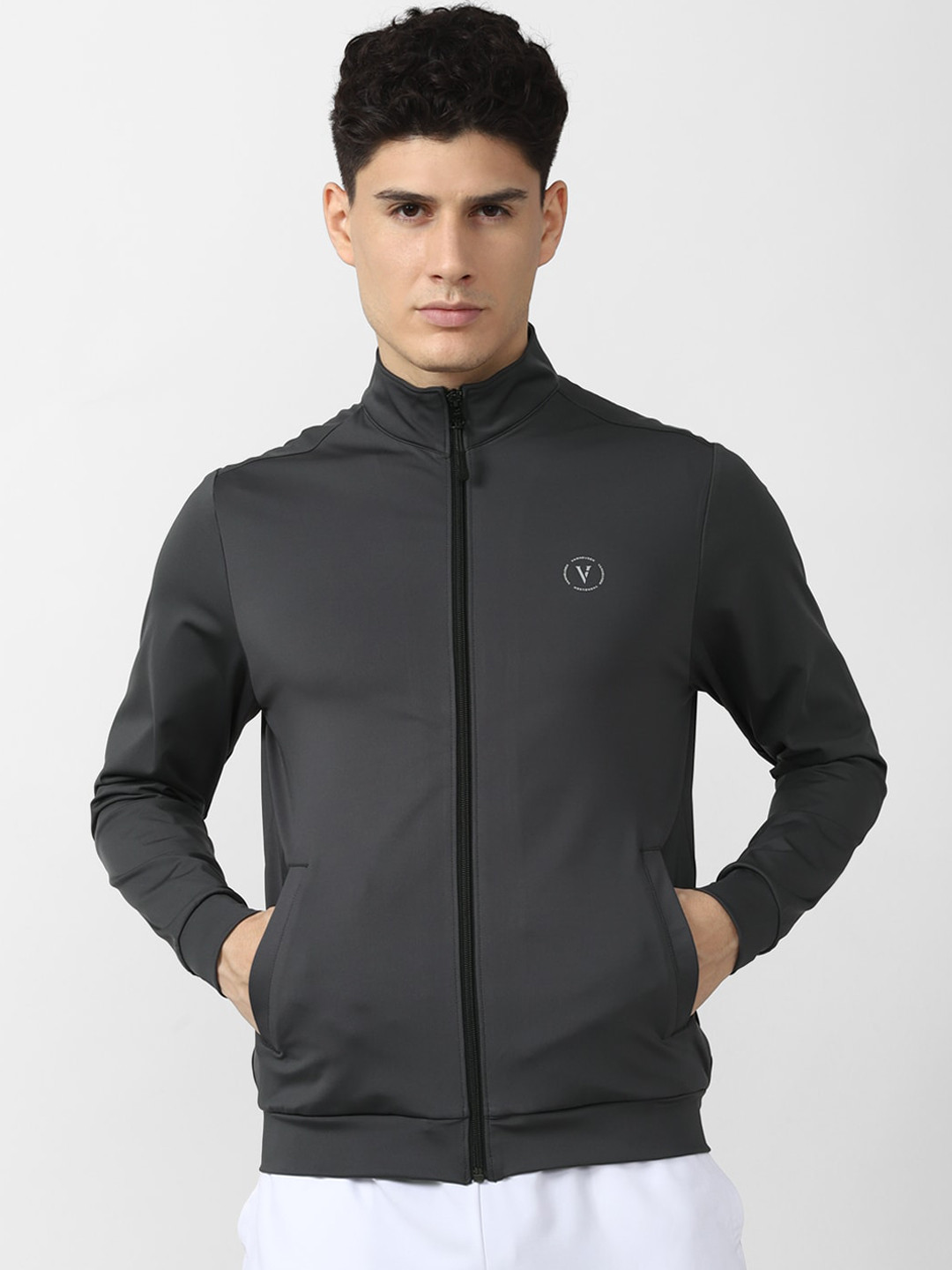 Van Heusen Flex Men Grey Open Front Jacket