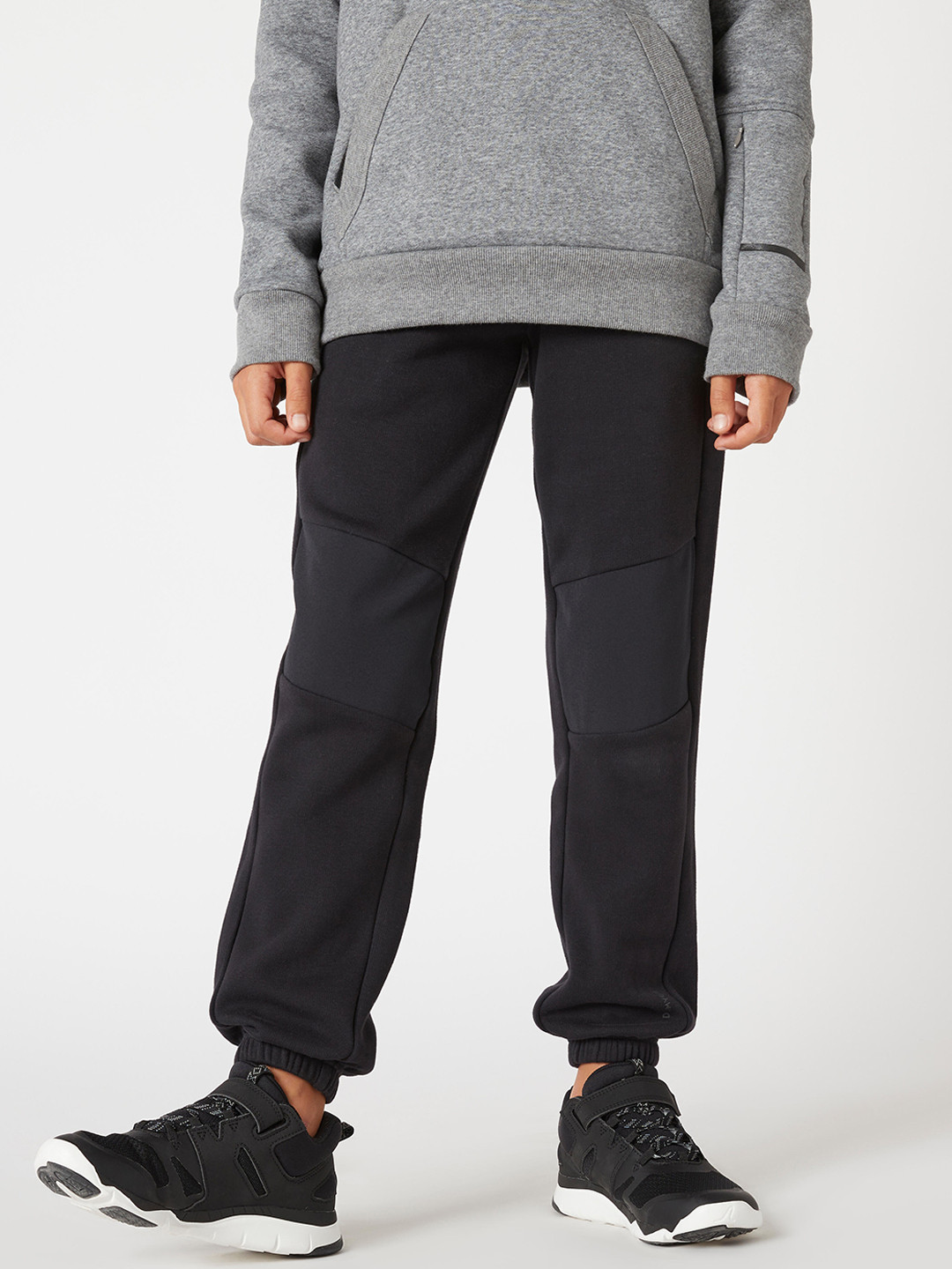 Decathlon Boys Black Solid Cotton Drawstrings Joggers