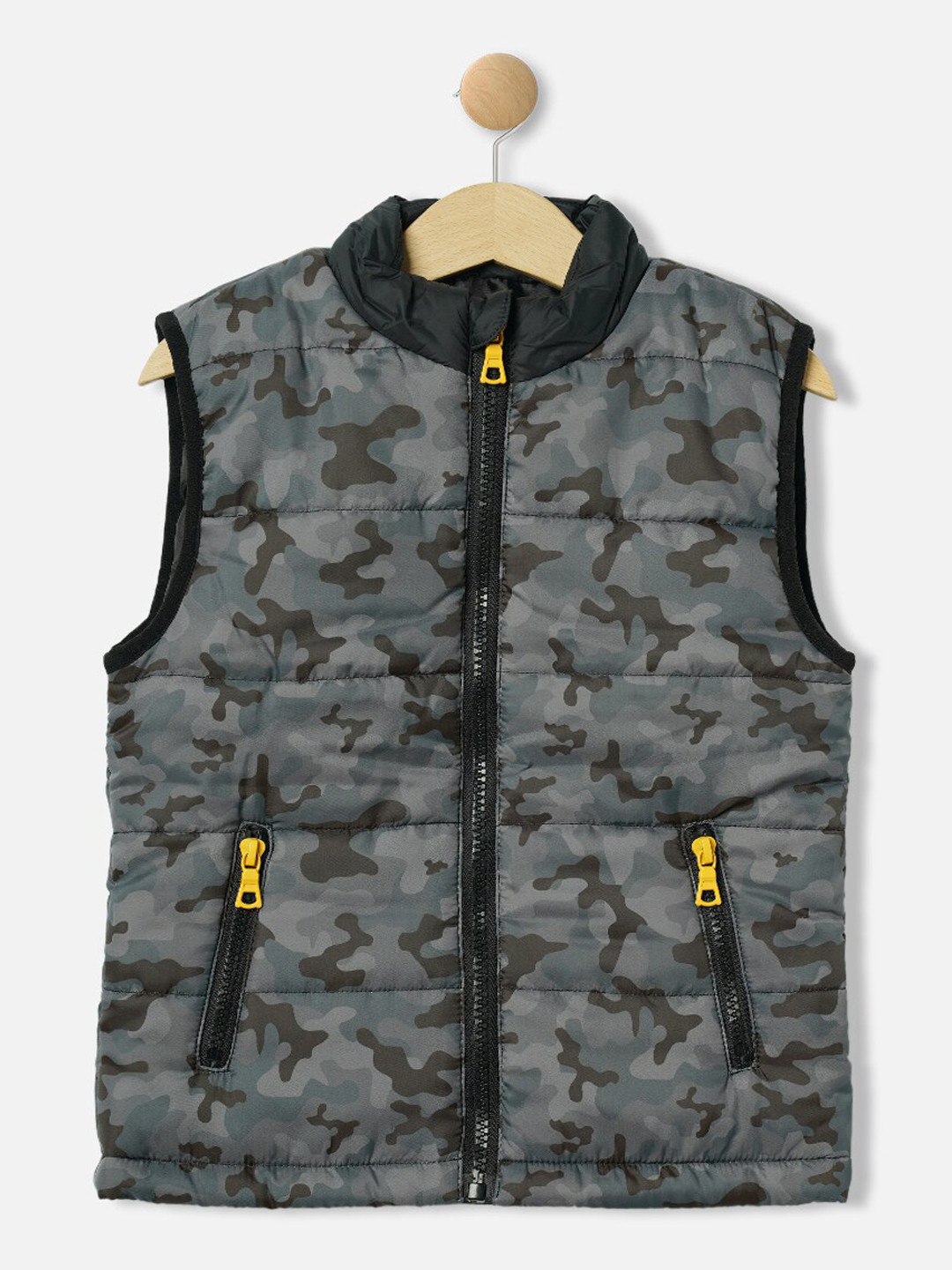 R&B Boys Grey & Black Camouflage Puffer Jacket