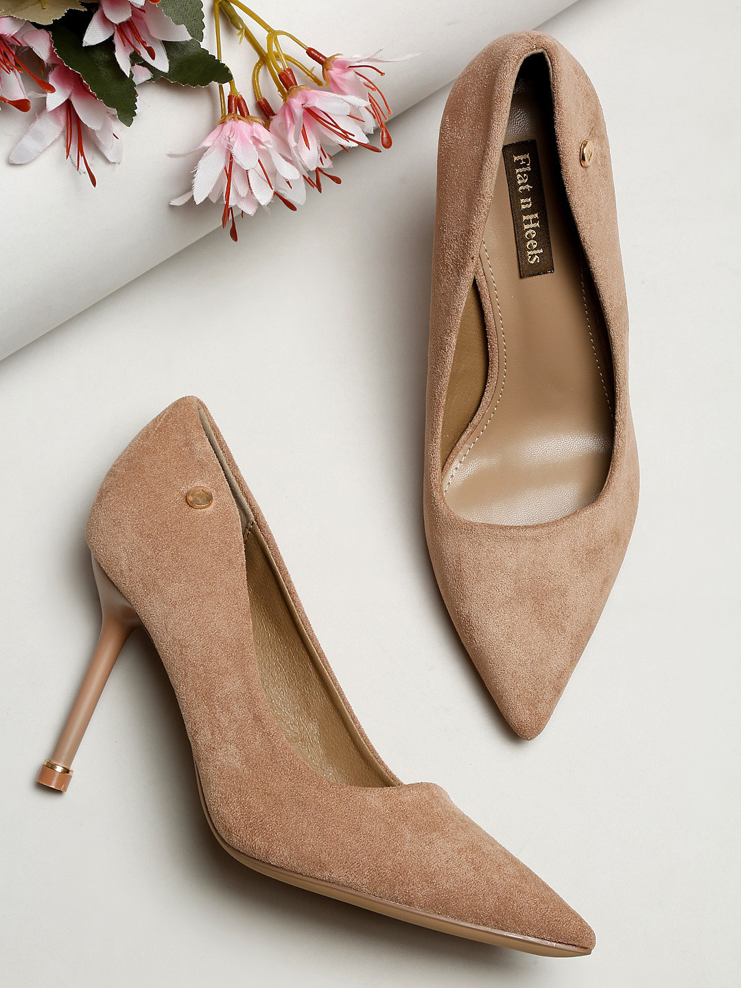 Flat n Heels Women Khaki Suede Stiletto Pumps