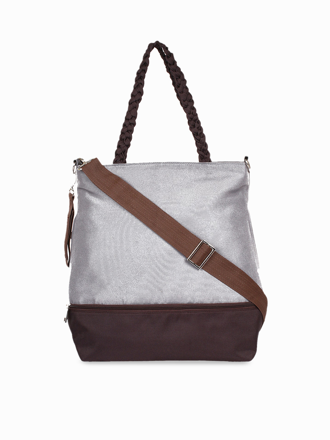 Anekaant Women Grey & Brown Solid Diaper Bag