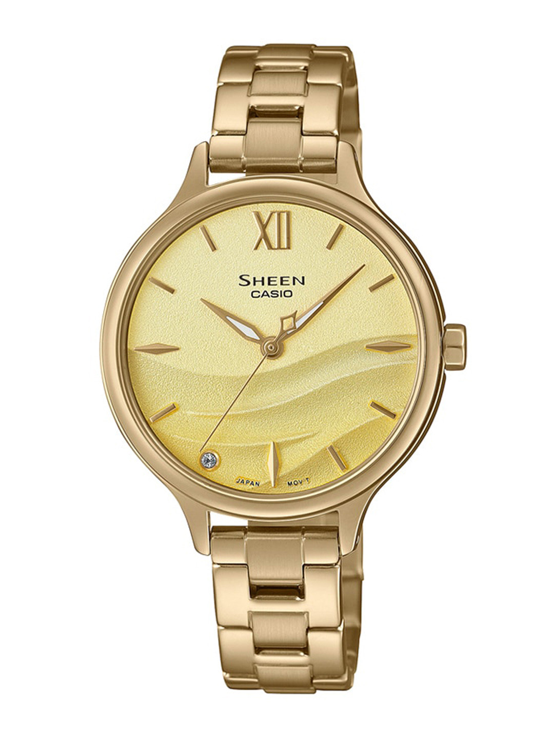 CASIO Women Embellished Dial & Stainless Steel Bracelet Style Straps Analogue Watch SH273