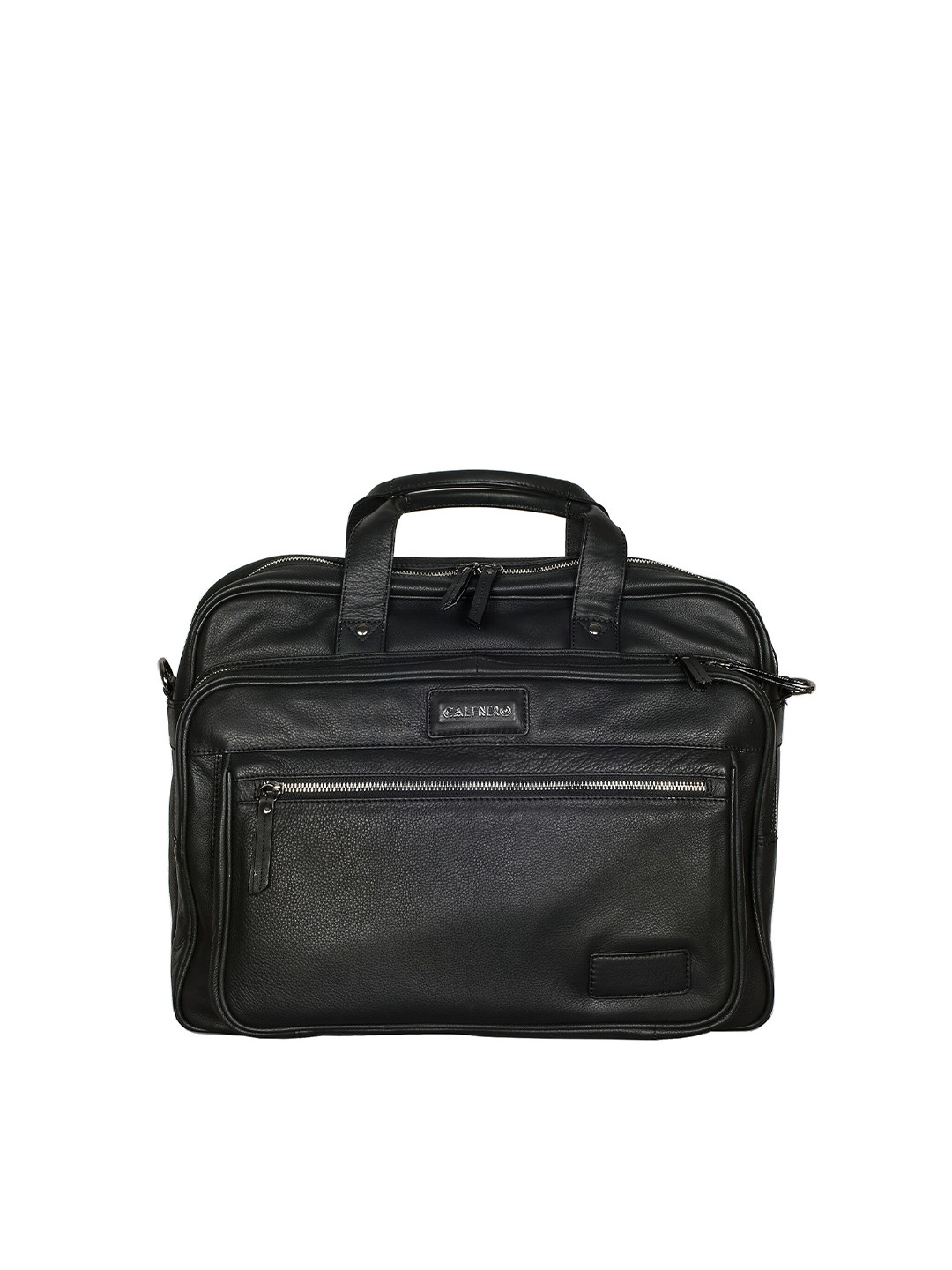 CALFNERO Men Black Leather Messenger Bag