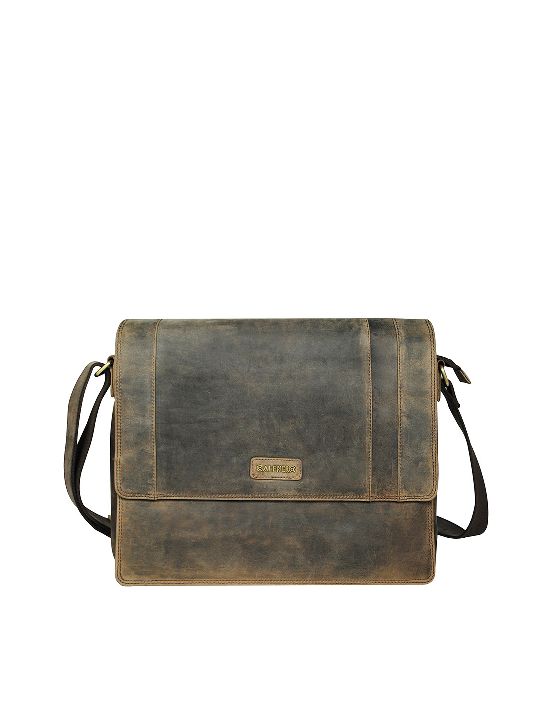 CALFNERO Men Olive Green Messenger Bag