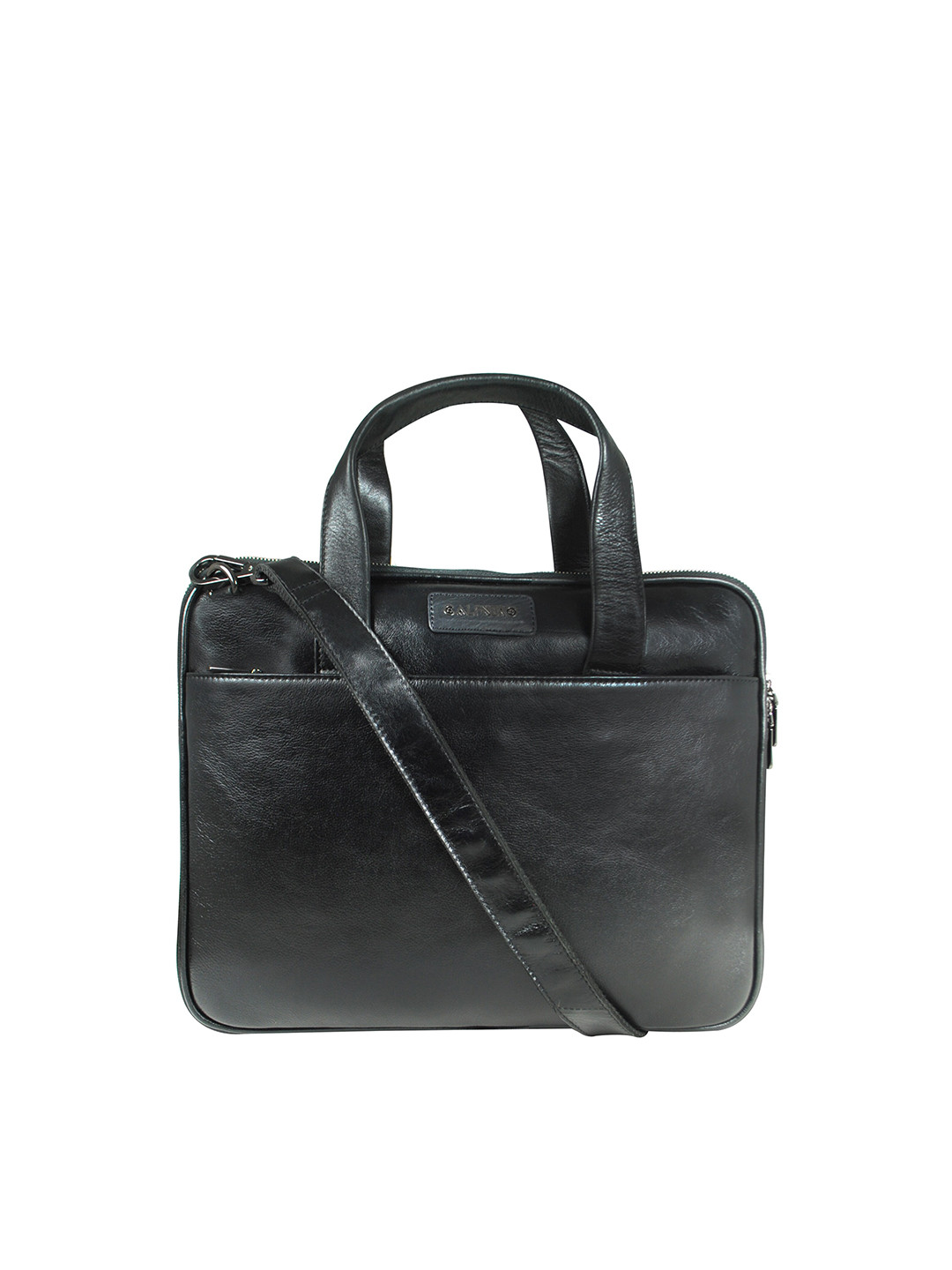 CALFNERO Black Genuine Leather Business Portfolio Messenger Bag